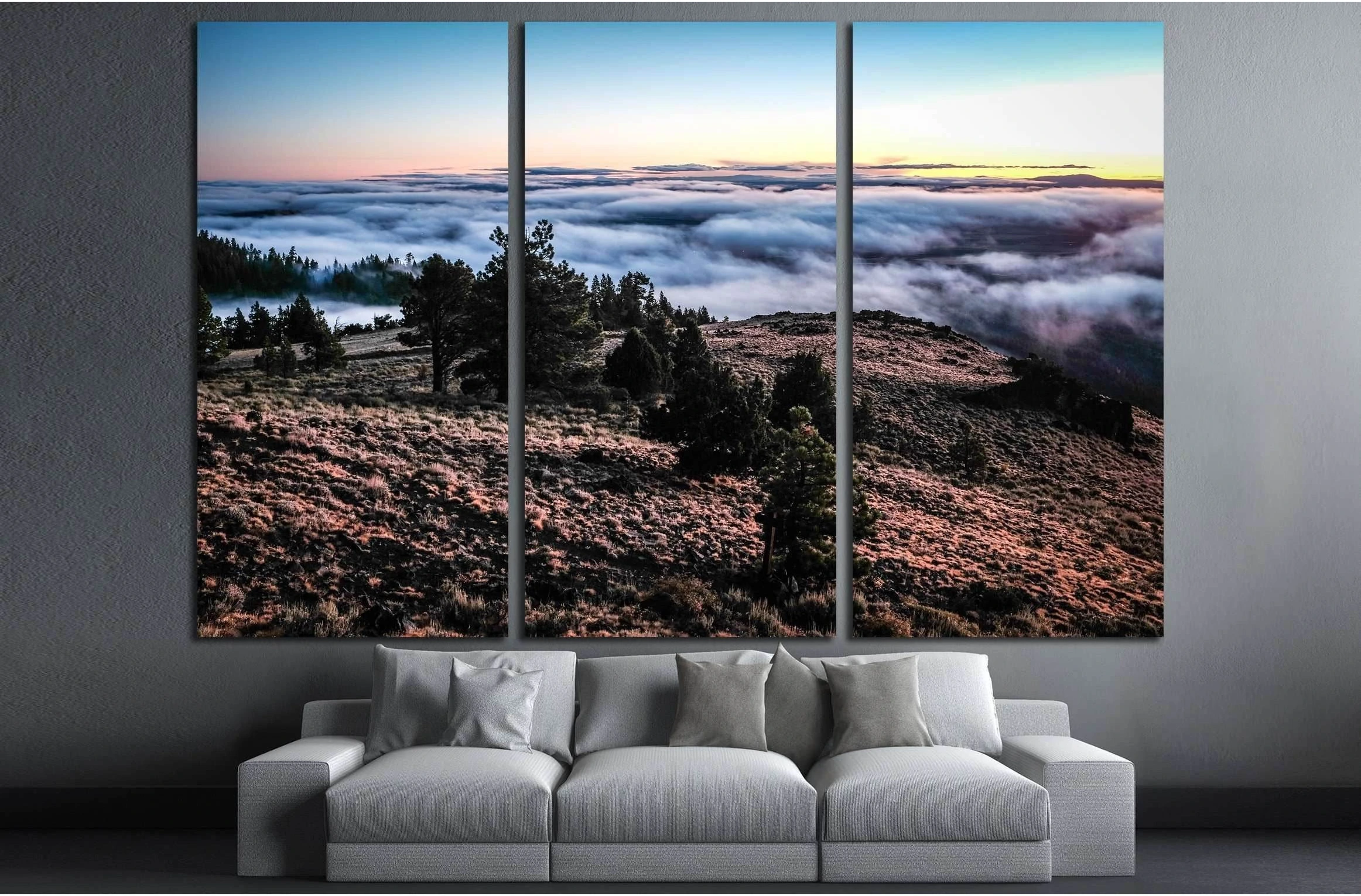 Morning cloud bank over Valley; Paisley, Oregon №3178 Ready to Hang Canvas Print - Zellart Canvas Prints ALL_Products, s-3178
