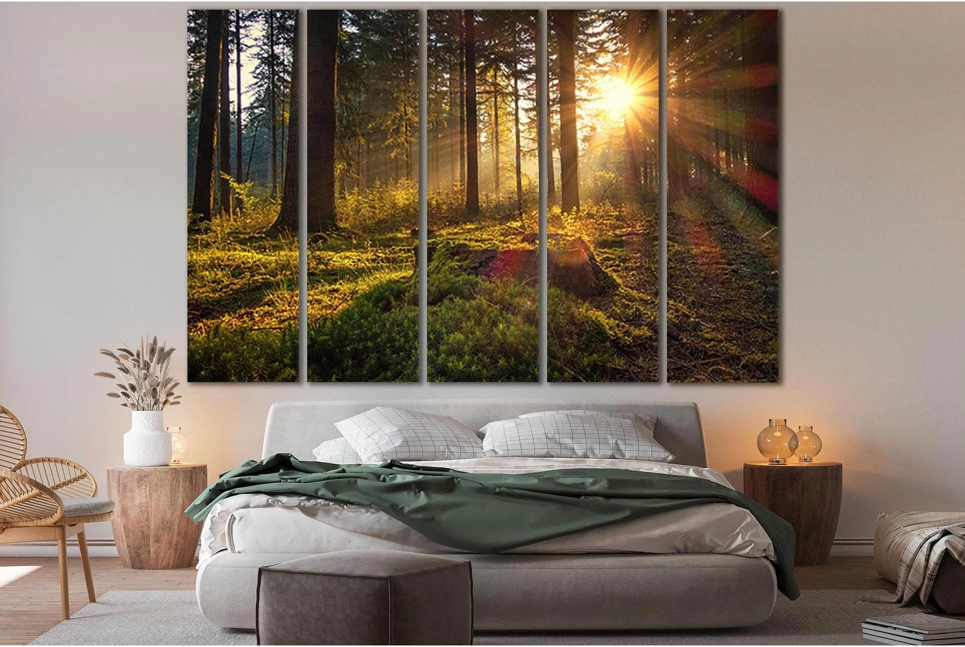 Morning In The Forest №SL1074 Ready to Hang Canvas Print - Zellart Canvas Prints 0new, ALL_Products, Trees Wall Art