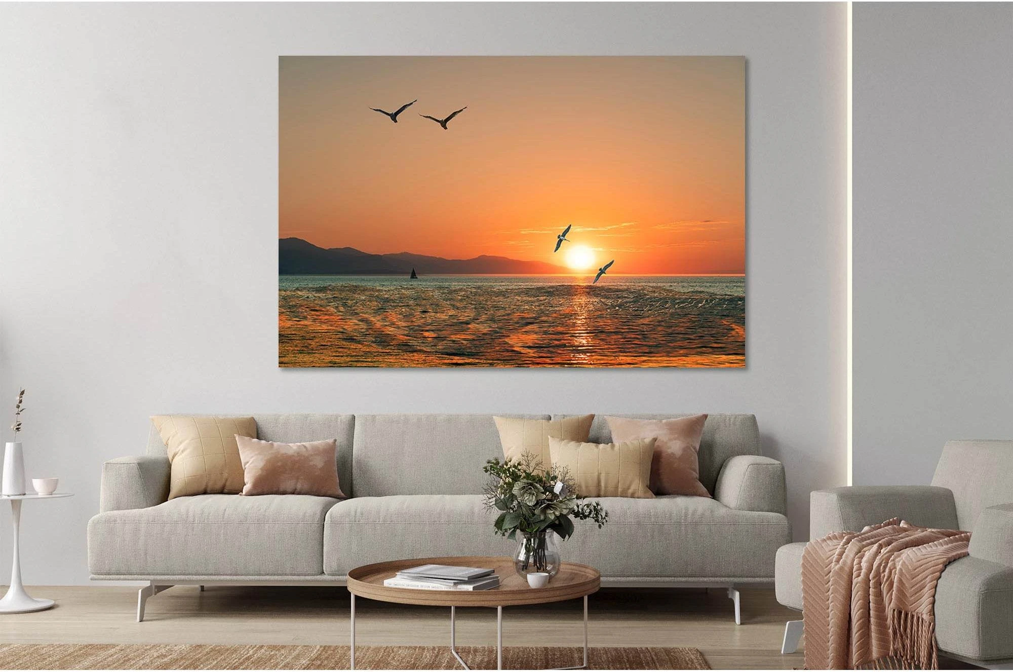 Morning sun on the sea №D1237 Ready to Hang Canvas Print - Zellart Canvas Prints 0new, ALL_Products, Sunrise & sunset wall art