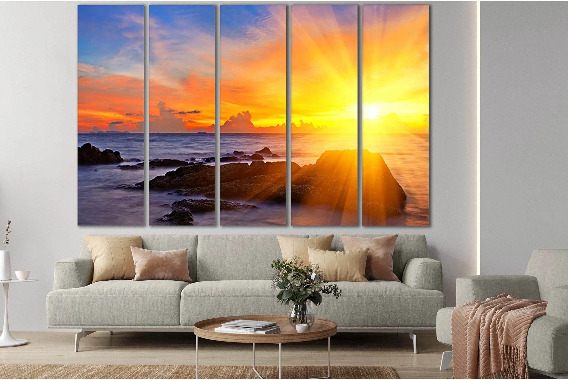 Morning Sunrise At The Sea №SL246 Ready to Hang Canvas Print - Zellart Canvas Prints 0new, ALL_Products, SUNRISE & SUNSET WALL ART