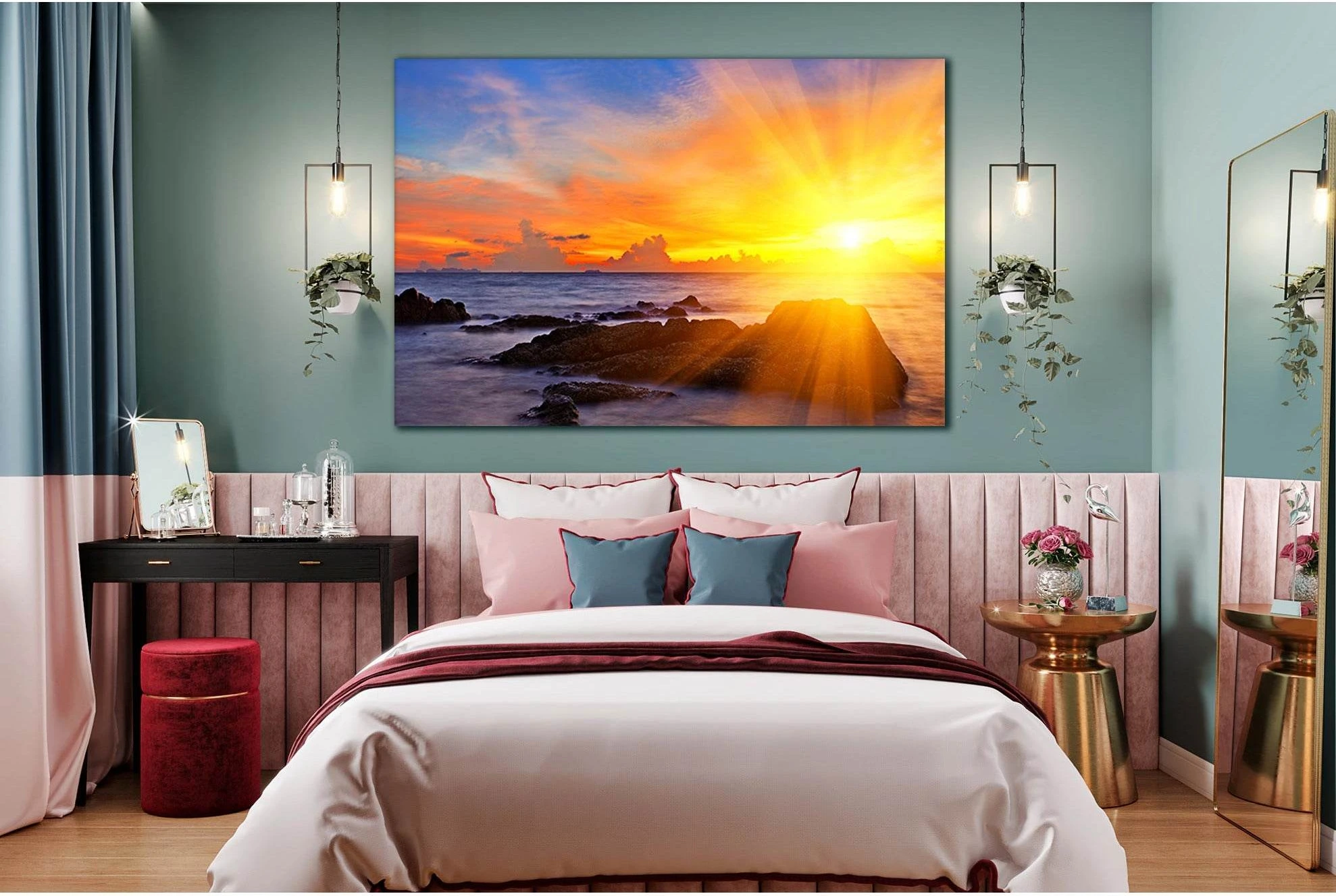 Morning Sunrise At The Sea №SL246 Ready to Hang Canvas Print - Zellart Canvas Prints 0new, ALL_Products, SUNRISE & SUNSET WALL ART
