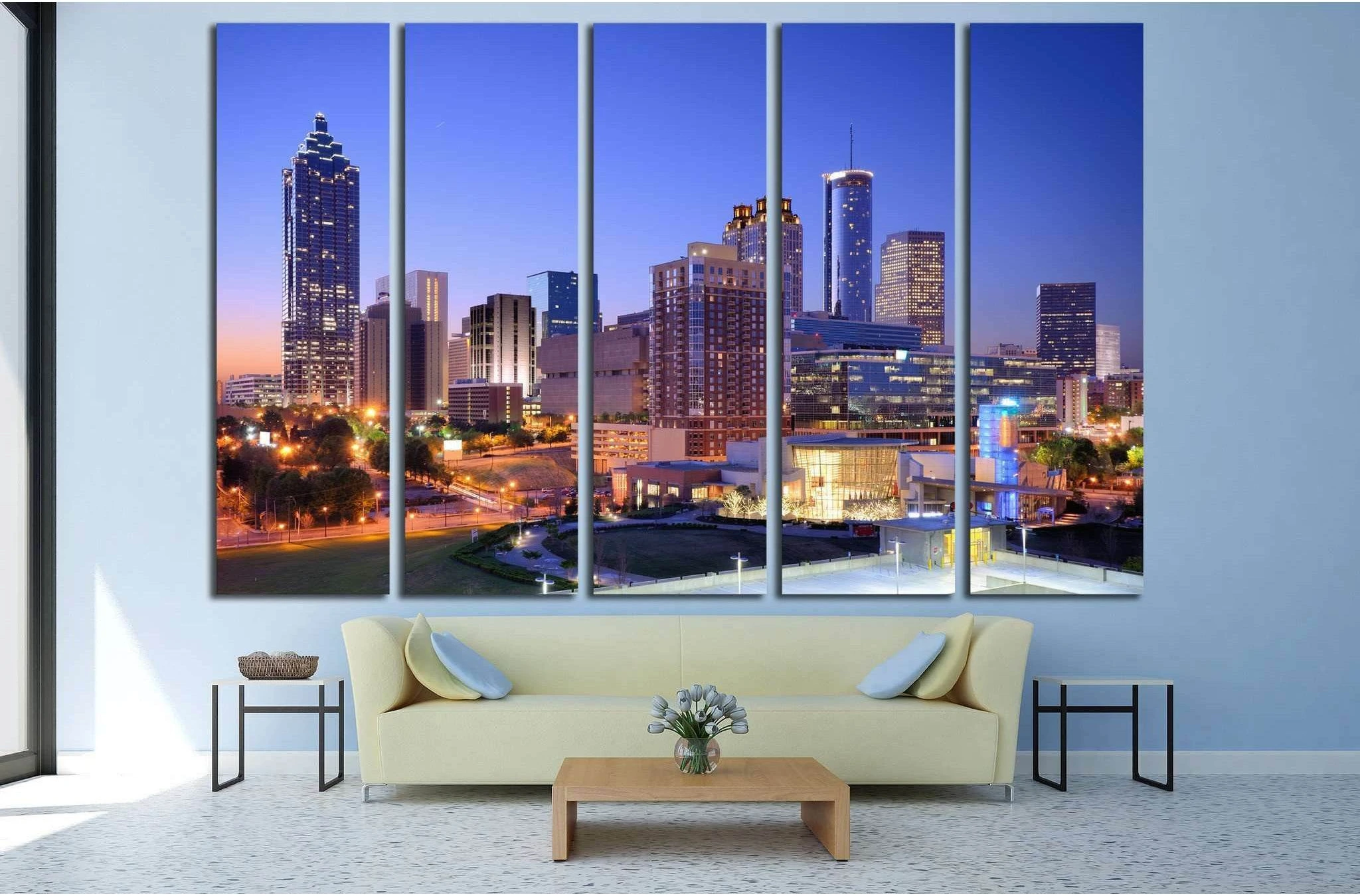 Morning view of downtown Atlanta, Georgia, USA №1623 Ready to Hang Canvas Print - Zellart Canvas Prints ALL_Products, s-1623