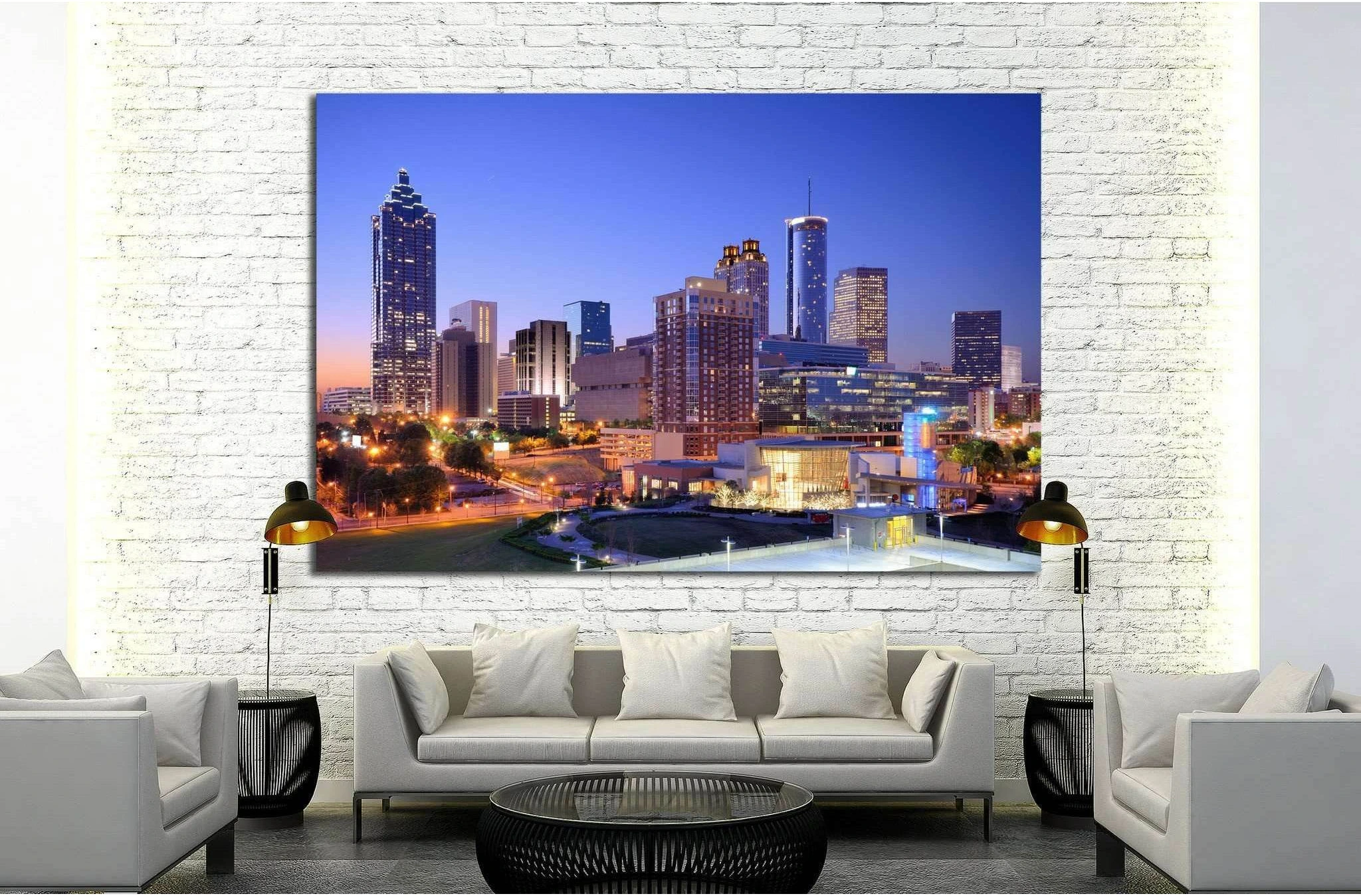 Morning view of downtown Atlanta, Georgia, USA №1623 Ready to Hang Canvas Print - Zellart Canvas Prints ALL_Products, s-1623