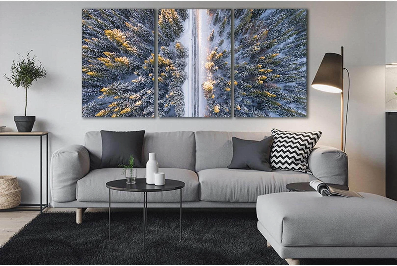 Morning Winter Forest №SL503 Ready to Hang Canvas Print - Zellart Canvas Prints 0new, ALL_Products, Trees Wall Art
