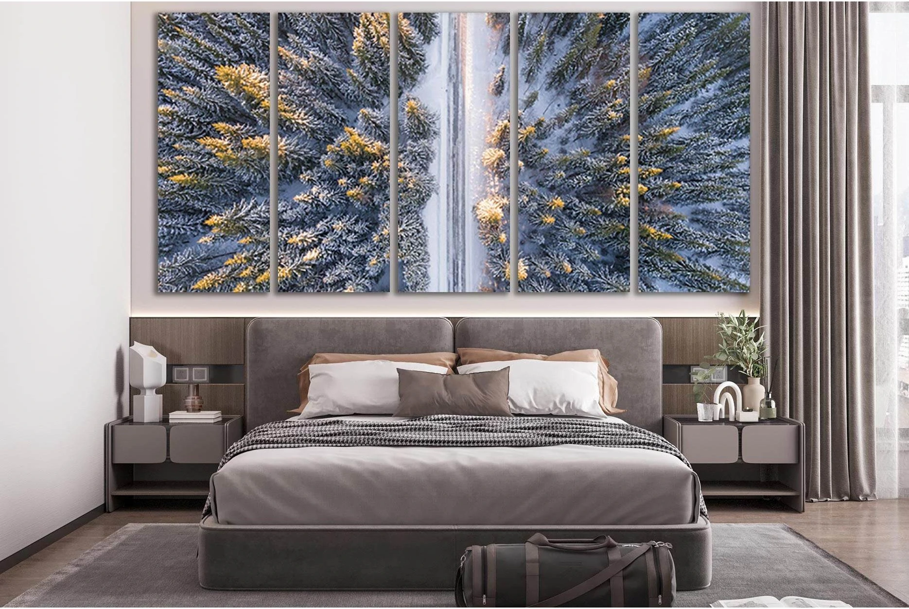 Morning Winter Forest №SL503 Ready to Hang Canvas Print - Zellart Canvas Prints 0new, ALL_Products, Trees Wall Art
