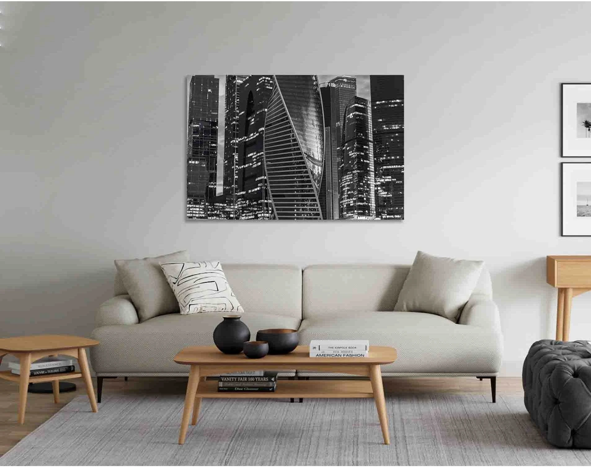 Moscow city №D2835 Ready to Hang Canvas Print - Zellart Canvas Prints 0new, ALL_Products, Black & White Wall Art