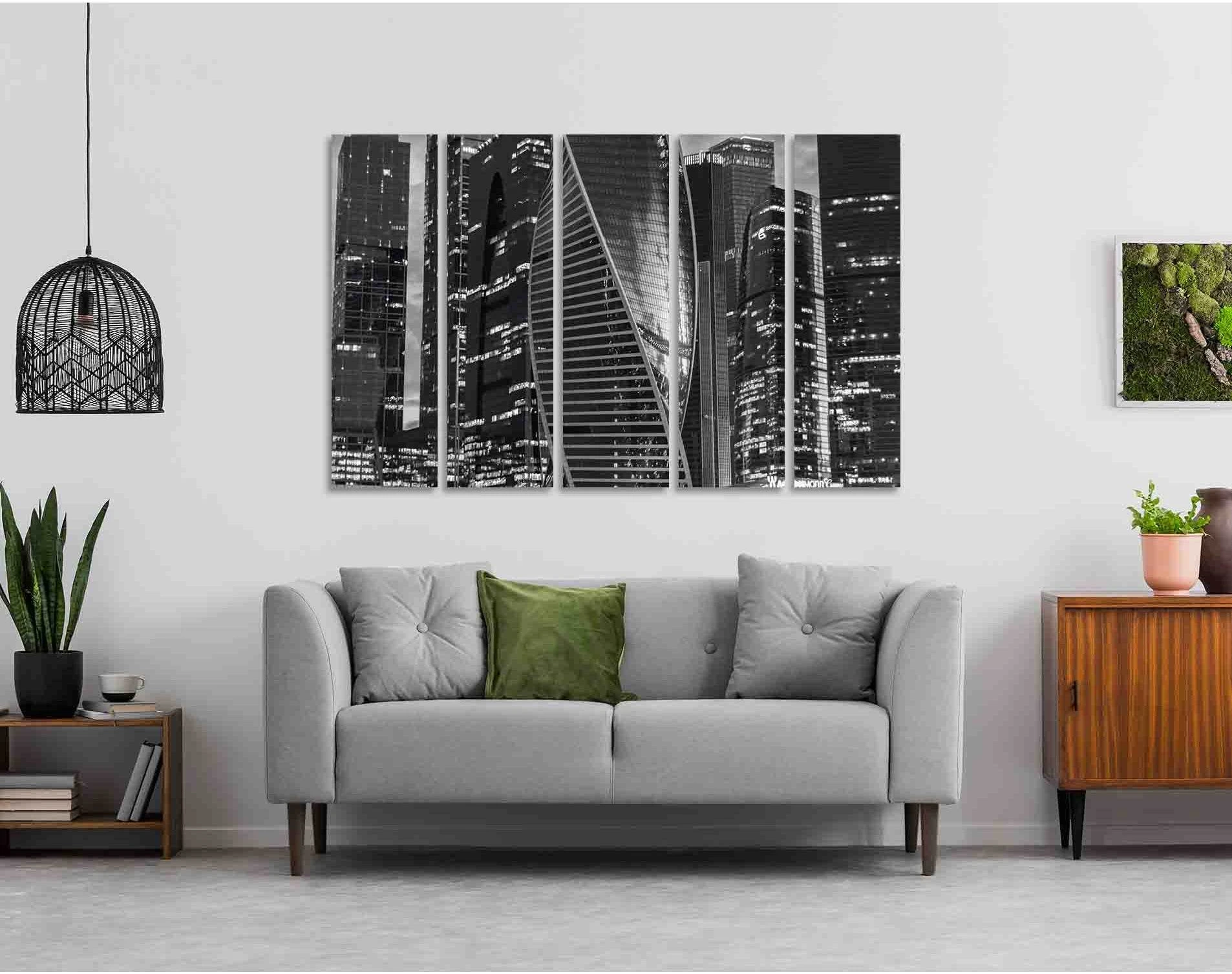 Moscow city №D2835 Ready to Hang Canvas Print - Zellart Canvas Prints 0new, ALL_Products, Black & White Wall Art