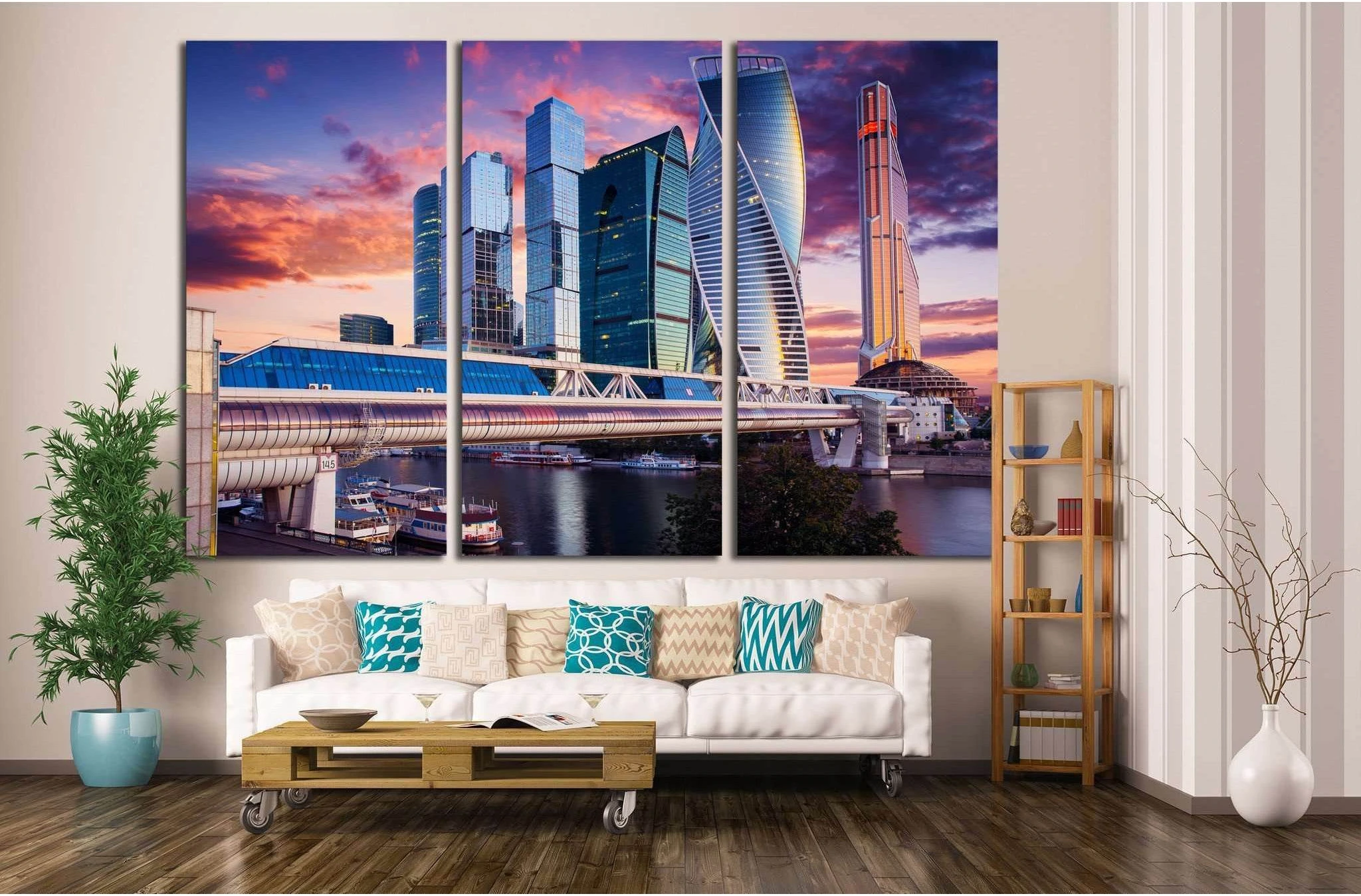 Moscow International Business Center, Russia №1438 Ready to Hang Canvas Print - Zellart Canvas Prints ALL_Products, s-1438