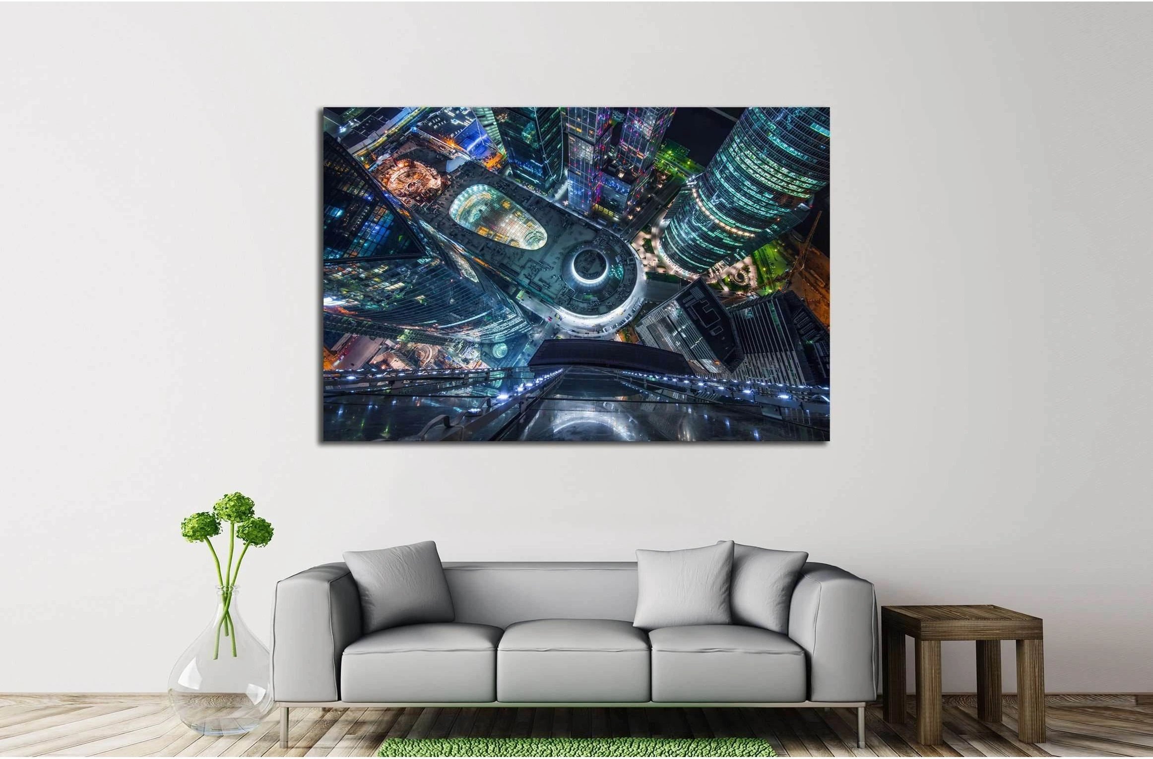 MOSCOW, RUSSIA, Central Core of business complex Moscow City at night №2196 Ready to Hang Canvas Print - Zellart Canvas Prints ALL_Products, s-2196