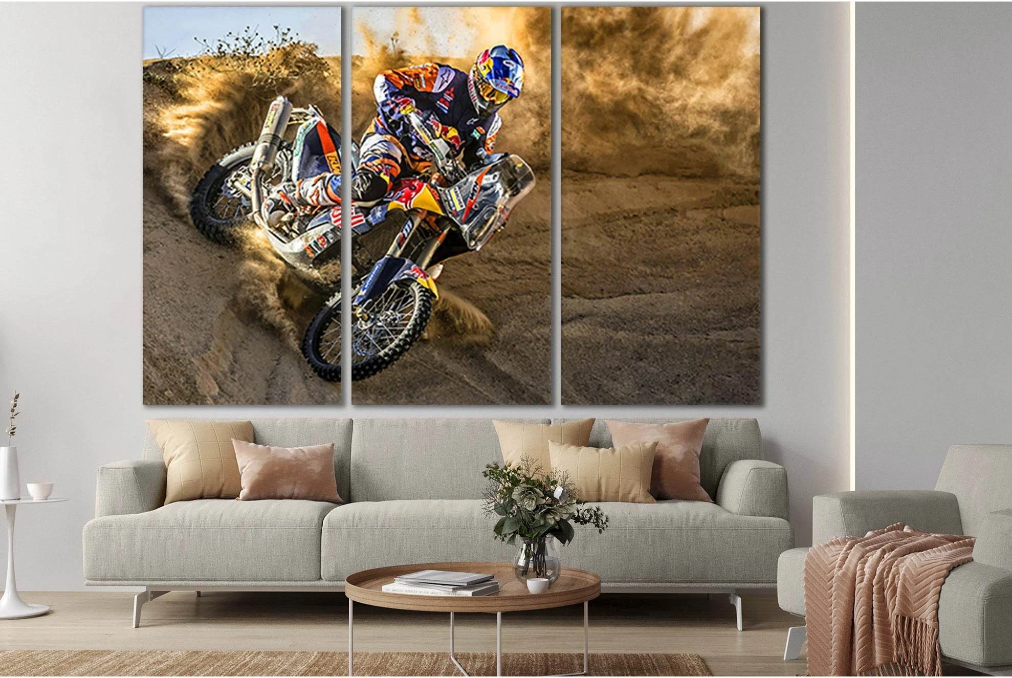 Motocross Biker Raises Dust №SL950 Ready to Hang Canvas Print - Zellart Canvas Prints 0new, ALL_Products, Sports & Motivation