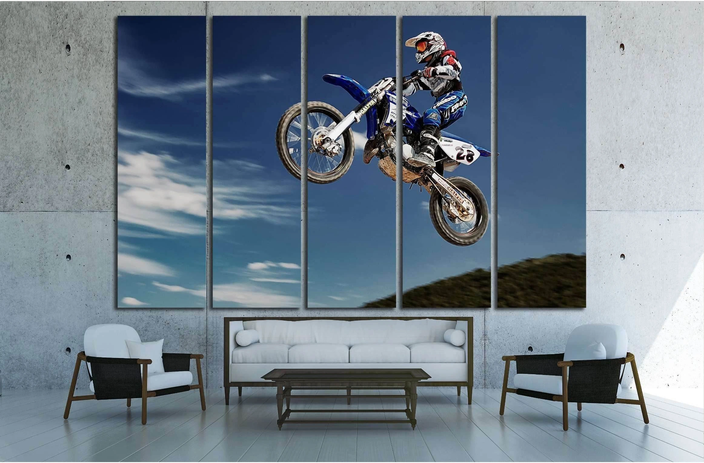 Motocross Poster Print №2475 Ready to Hang Canvas Print - Zellart Canvas Prints 000Negative, ALL_Products, autopostr_pinterest_64952, s-2475