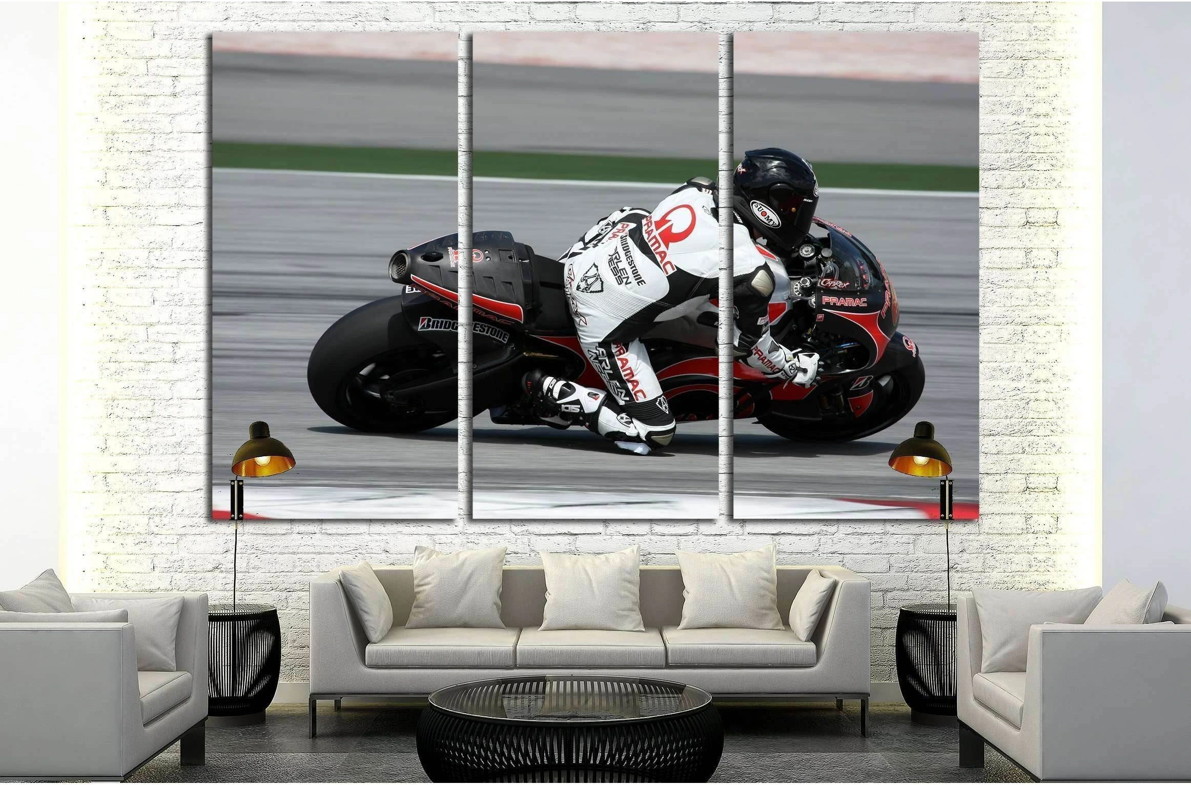 MotoGP rider Loris Capirossi of the Pramac Racing Team №2473 Ready to Hang Canvas Print - Zellart Canvas Prints ALL_Products, s-2473
