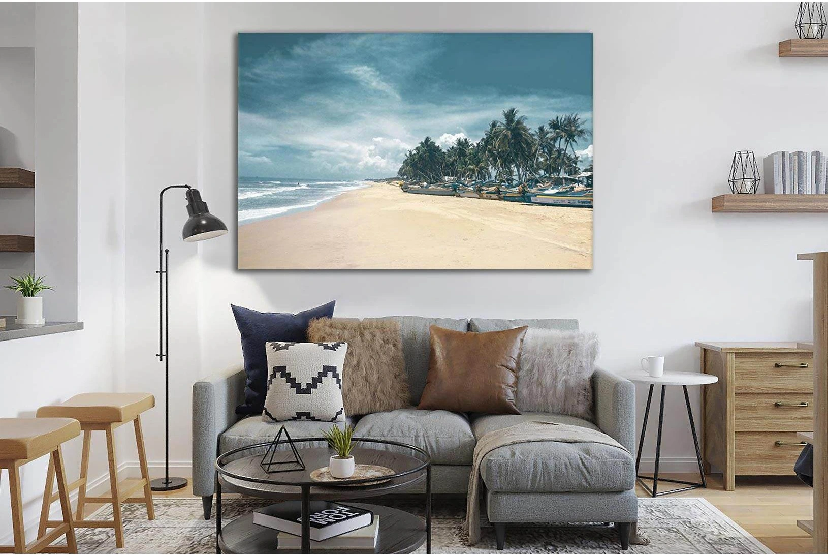 Motor Boats Onshore №SL95 Ready to Hang Canvas Print - Zellart Canvas Prints 0new, ALL_Products, Beach Ocean & Waves