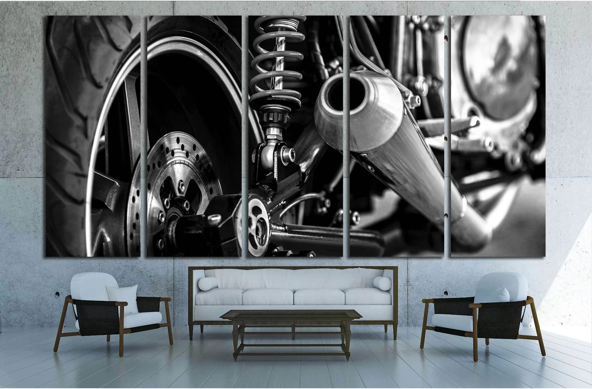 Motorbike rear in black and white №3279 Ready to Hang Canvas Print - Zellart Canvas Prints ALL_Products, s-3279