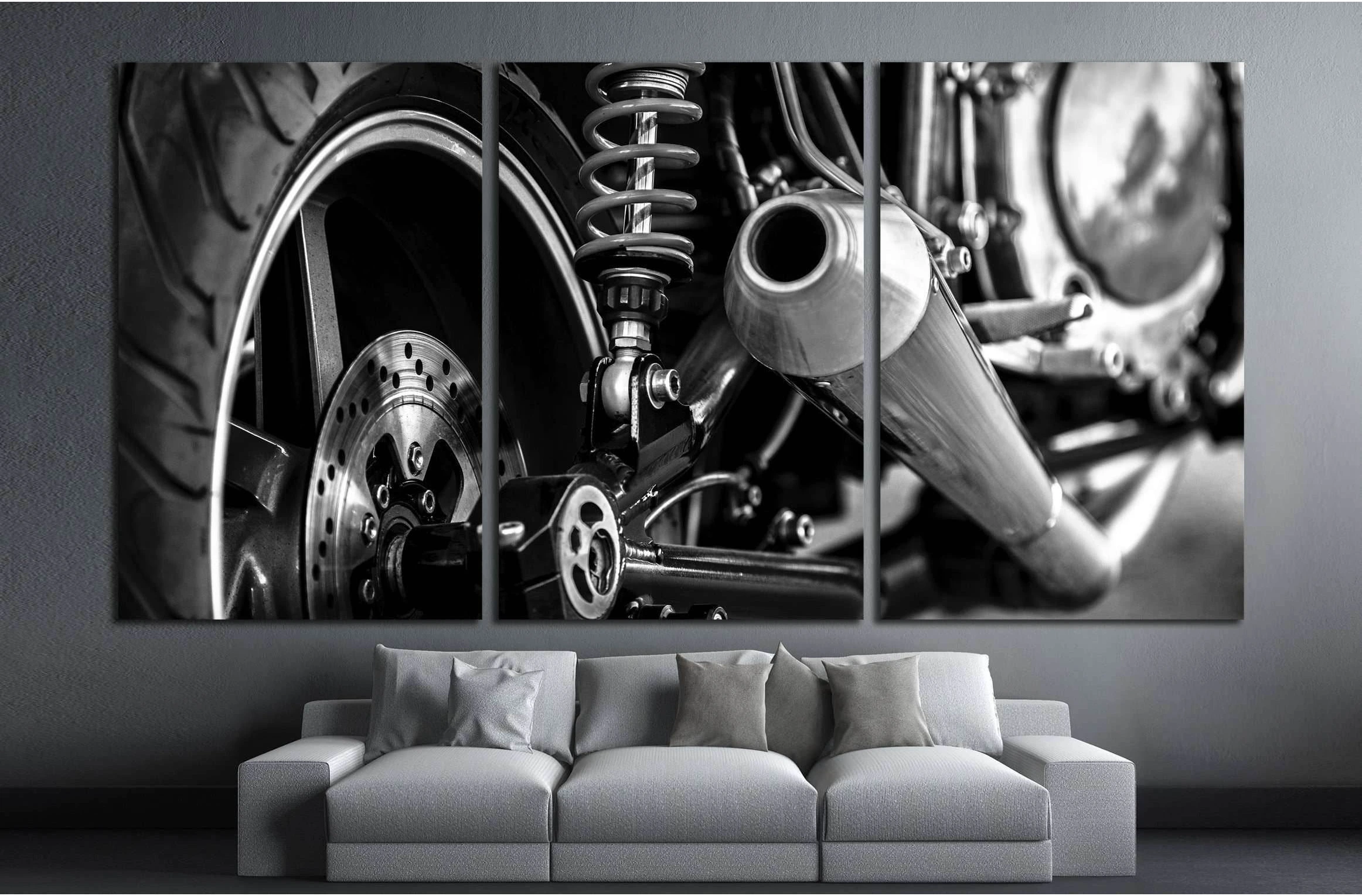 Motorbike rear in black and white №3279 Ready to Hang Canvas Print - Zellart Canvas Prints ALL_Products, s-3279