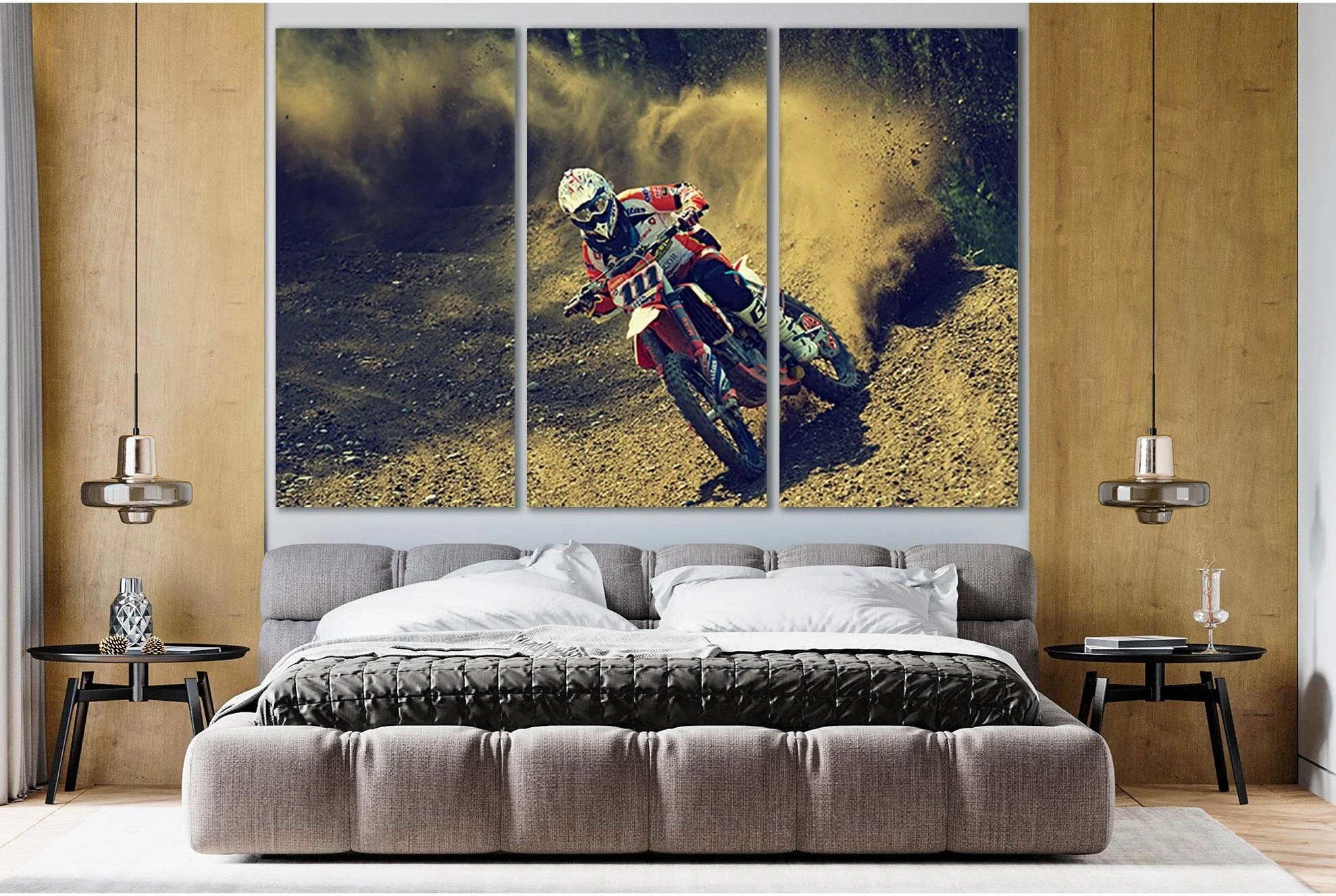 Motorcycle Competition Motocross №SL781 Ready to Hang Canvas Print - Zellart Canvas Prints 0new, ALL_Products, Engine, Engines Wall Art