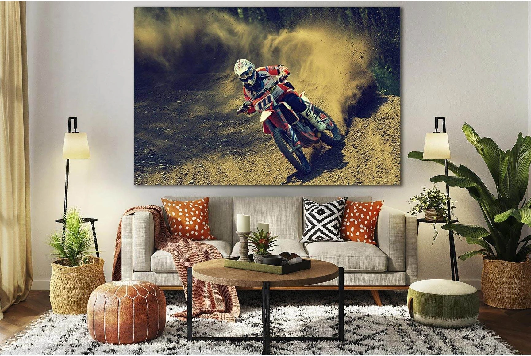 Motorcycle Competition Motocross №SL781 Ready to Hang Canvas Print - Zellart Canvas Prints 0new, ALL_Products, Engine, Engines Wall Art