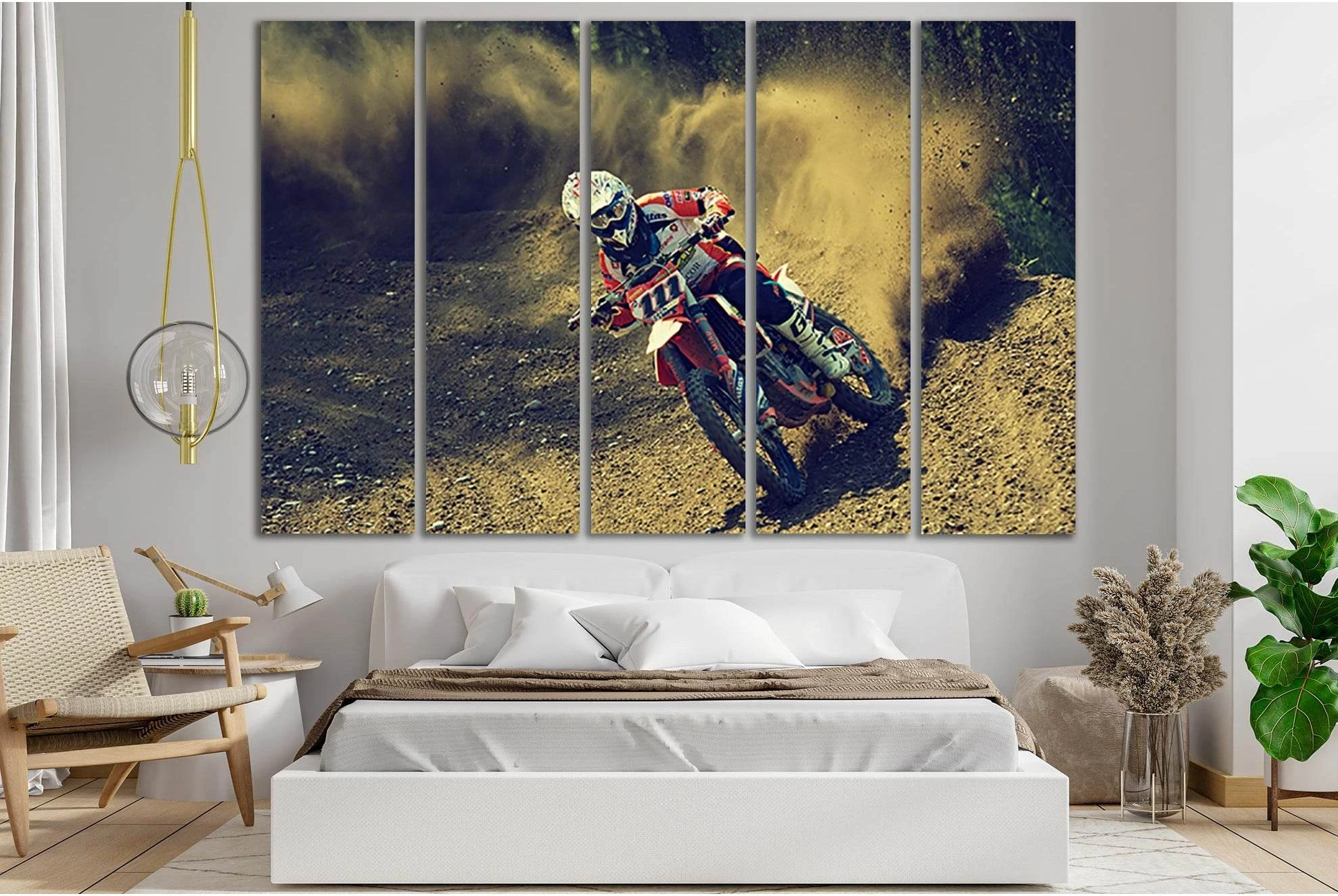 Motorcycle Competition Motocross №SL781 Ready to Hang Canvas Print - Zellart Canvas Prints 0new, ALL_Products, Engine, Engines Wall Art