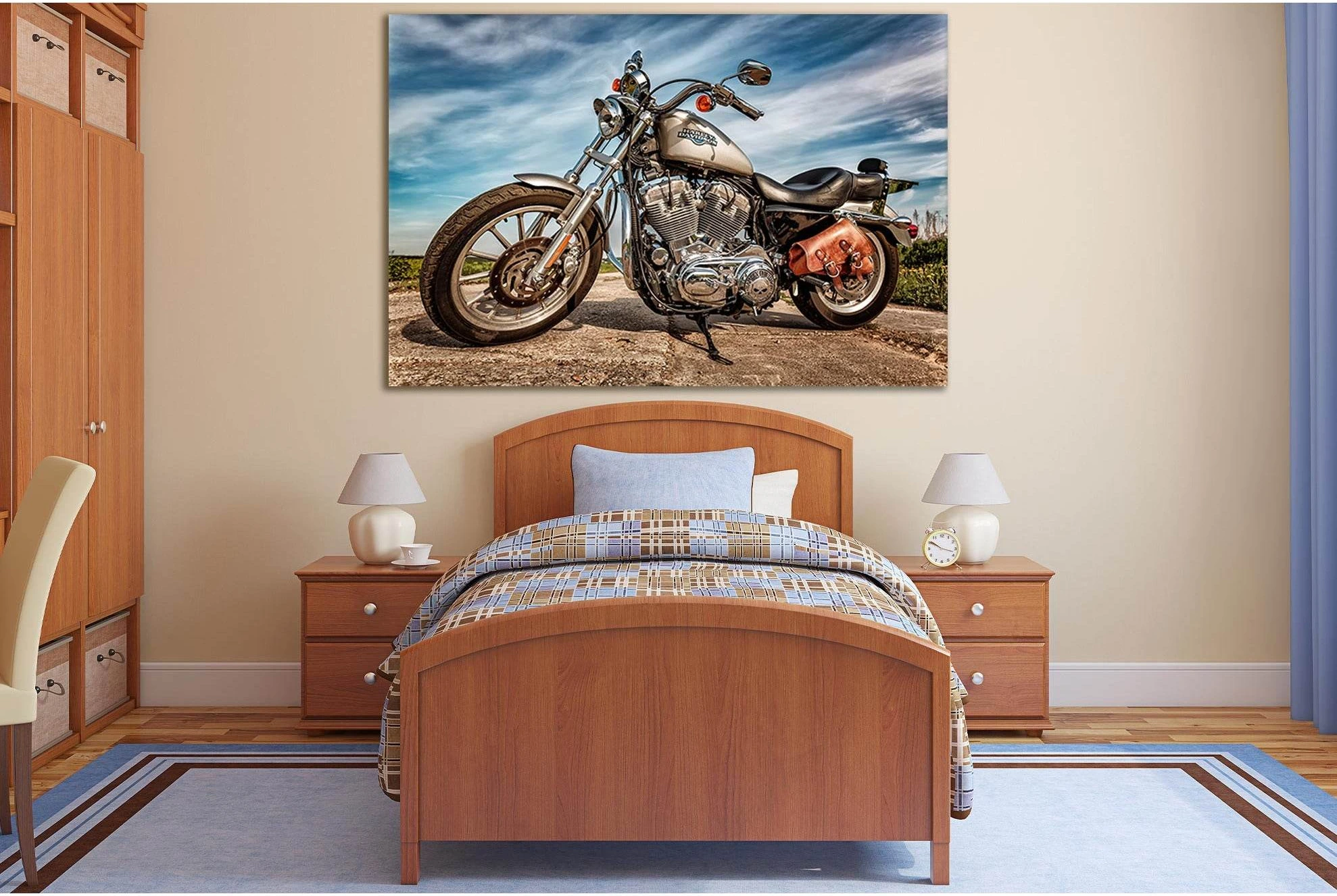 Motorcycle Harley Davidson №SL760 Ready to Hang Canvas Print - Zellart Canvas Prints 0new, ALL_Products, Engine, Engines Wall Art