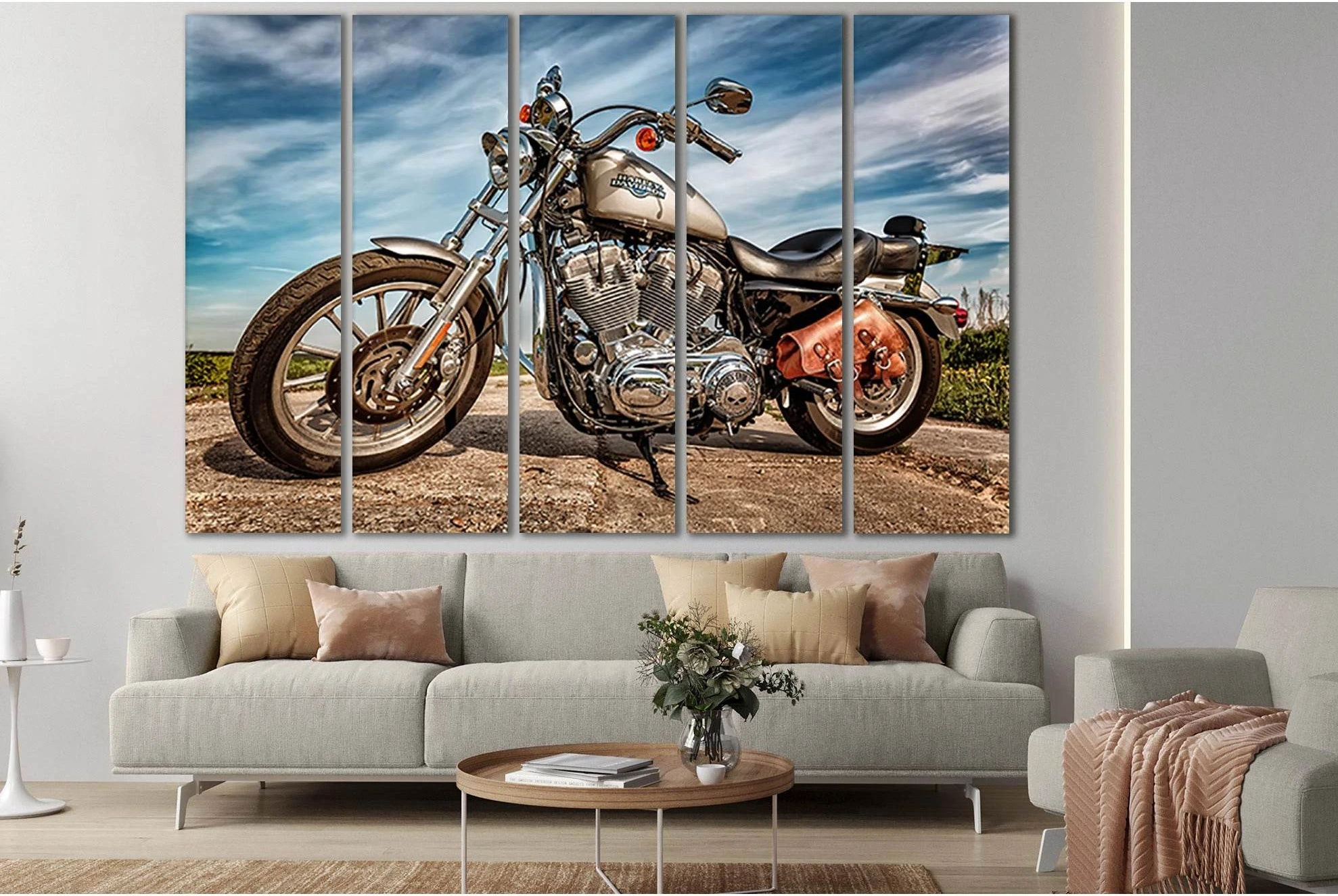 Motorcycle Harley Davidson №SL760 Ready to Hang Canvas Print - Zellart Canvas Prints 0new, ALL_Products, Engine, Engines Wall Art