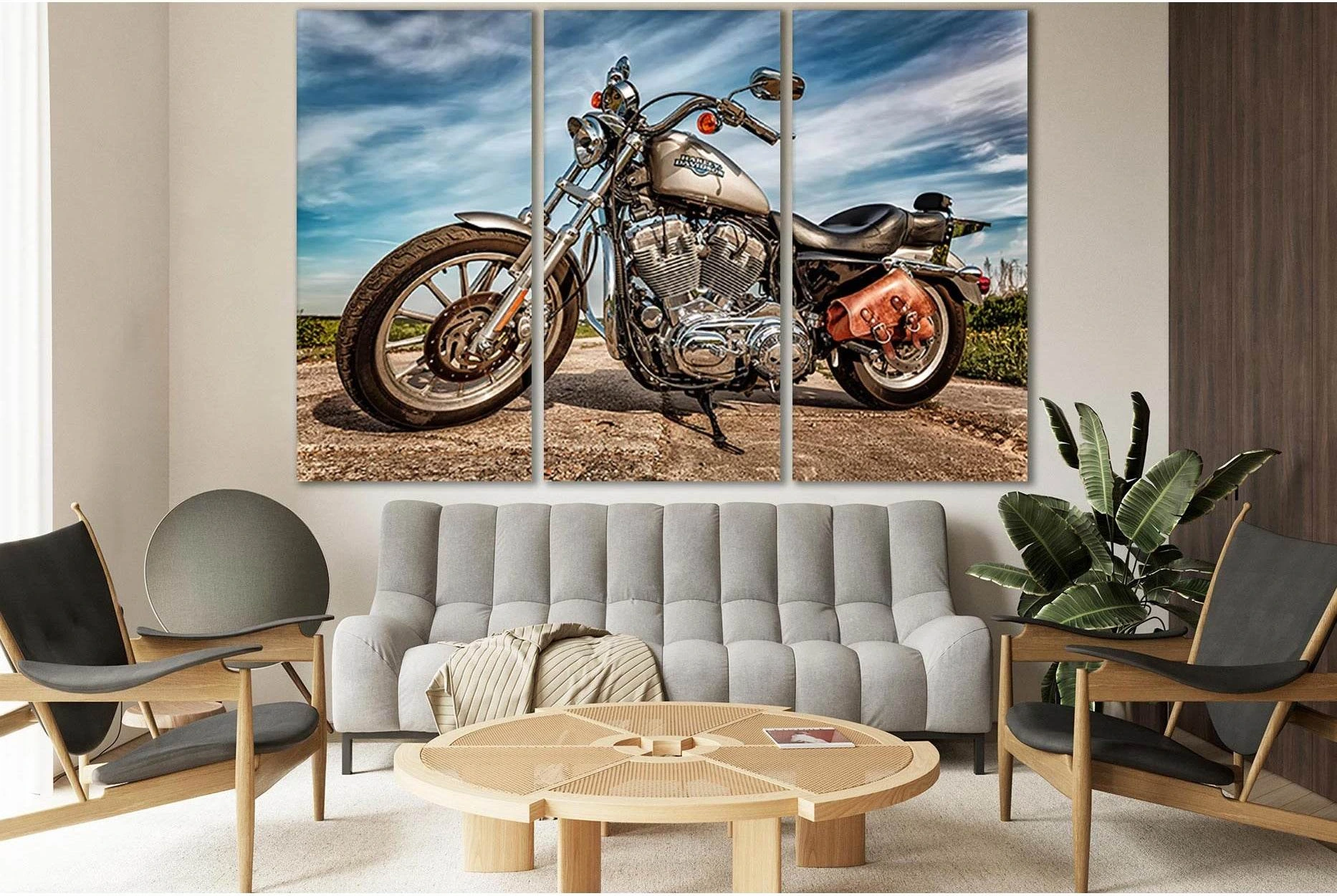 Motorcycle Harley Davidson №SL760 Ready to Hang Canvas Print - Zellart Canvas Prints 0new, ALL_Products, Engine, Engines Wall Art