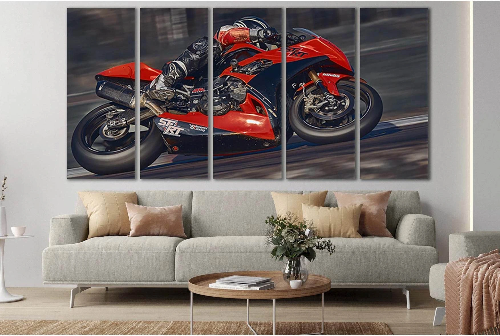 Motorcycle Moving Very Fast №SL765 Ready to Hang Canvas Print - Zellart Canvas Prints 0new, ALL_Products, Engine, Engines Wall Art