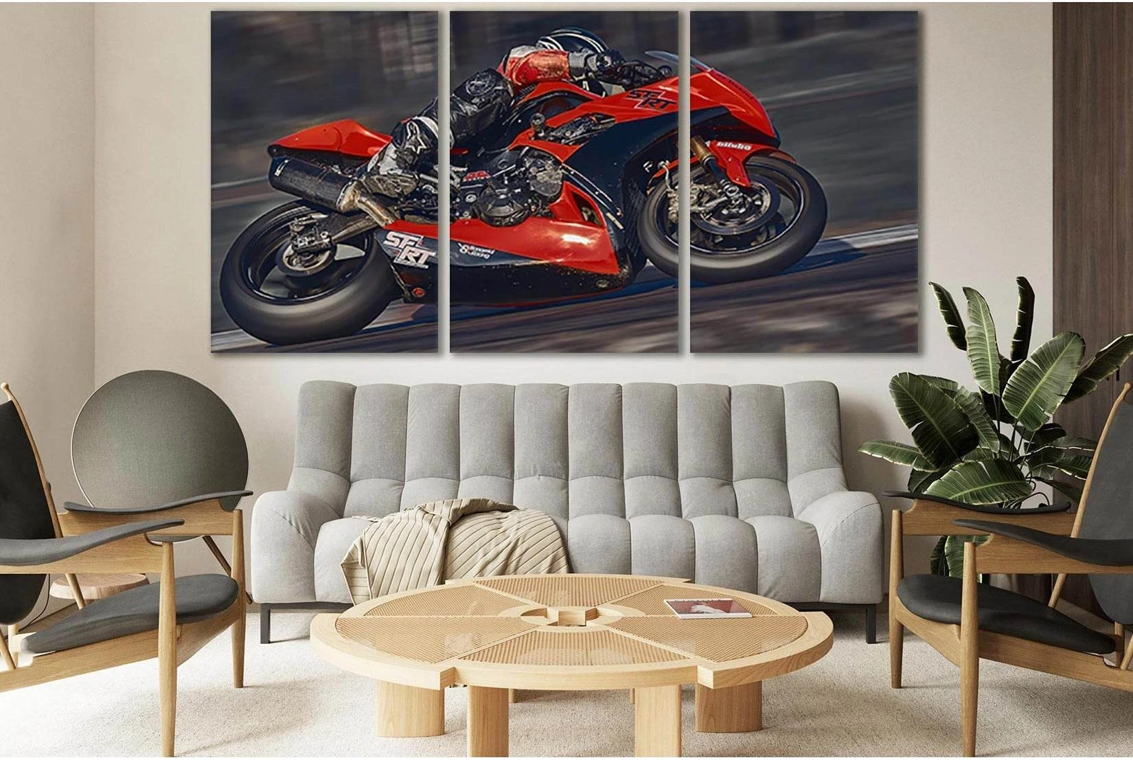 Motorcycle Moving Very Fast №SL765 Ready to Hang Canvas Print - Zellart Canvas Prints 0new, ALL_Products, Engine, Engines Wall Art