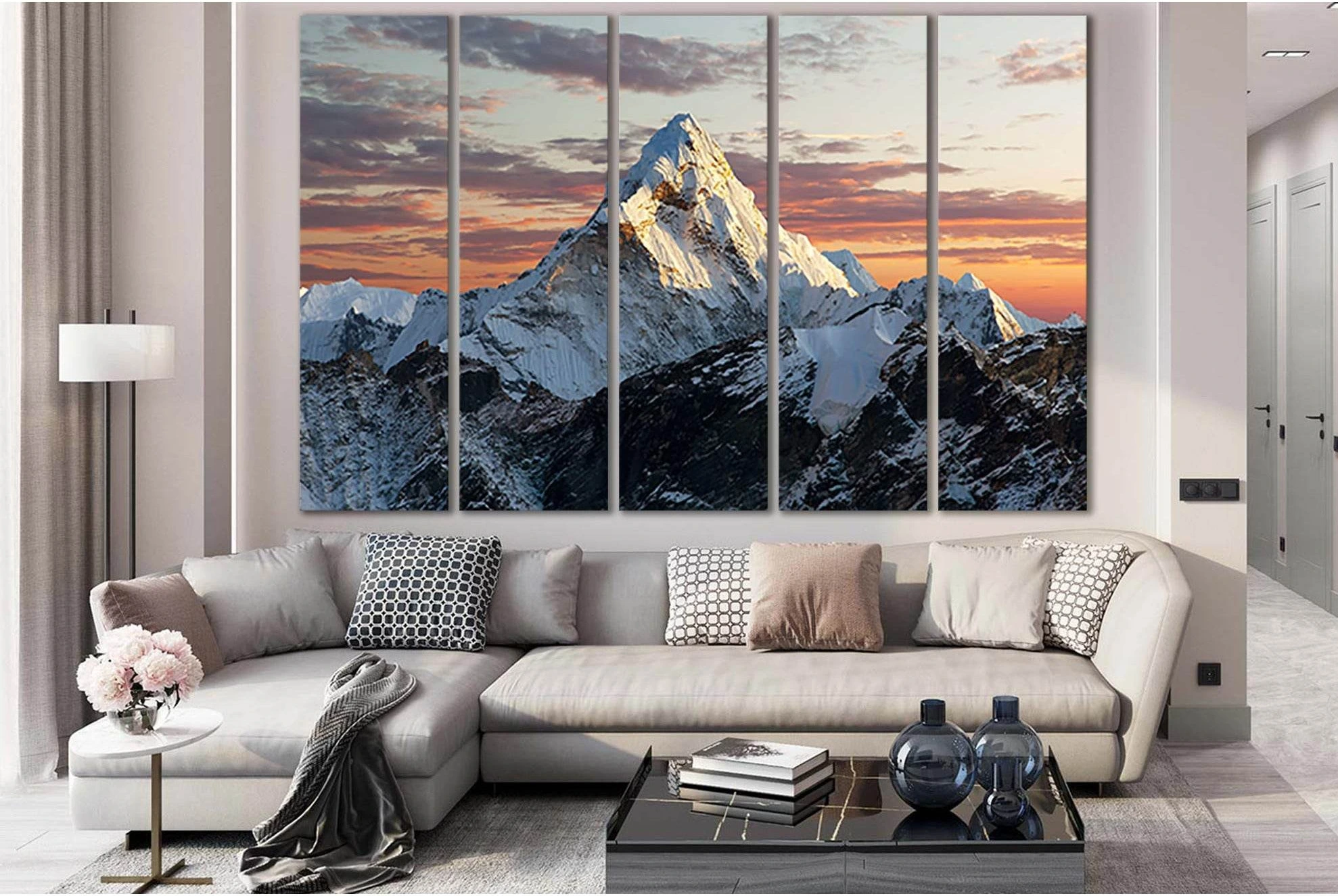 Mount At Sunset №SL1595 Ready to Hang Canvas Print - Zellart Canvas Prints 0new, ALL_Products, Mountains Wall Art, Nature Wall Art