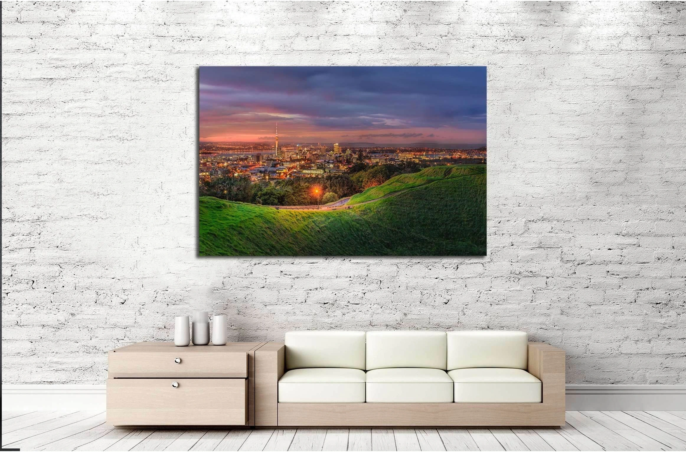 Mount eden and Auckland city №2946 Ready to Hang Canvas Print - Zellart Canvas Prints ALL_Products, s-2946