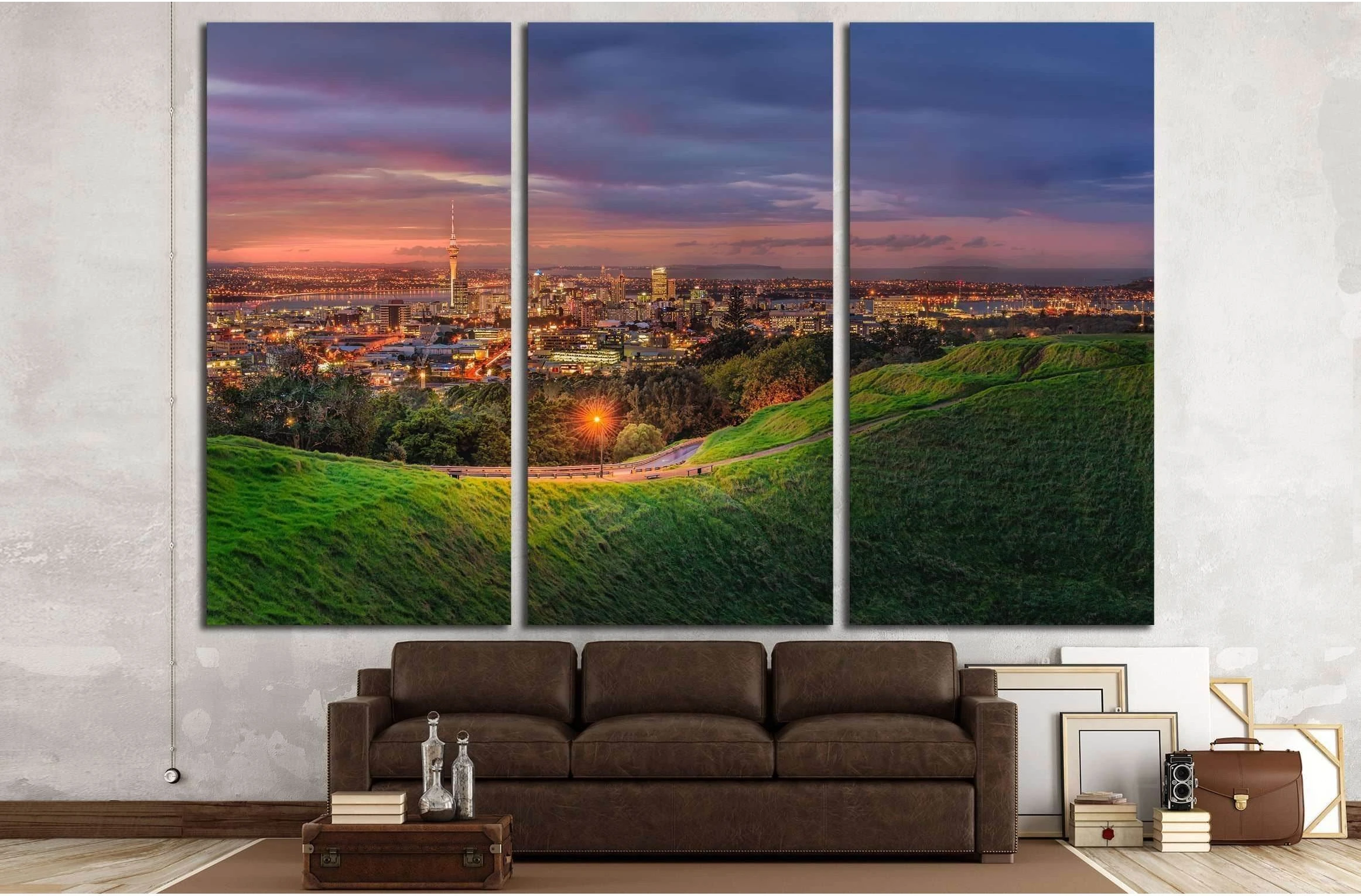 Mount eden and Auckland city №2946 Ready to Hang Canvas Print - Zellart Canvas Prints ALL_Products, s-2946