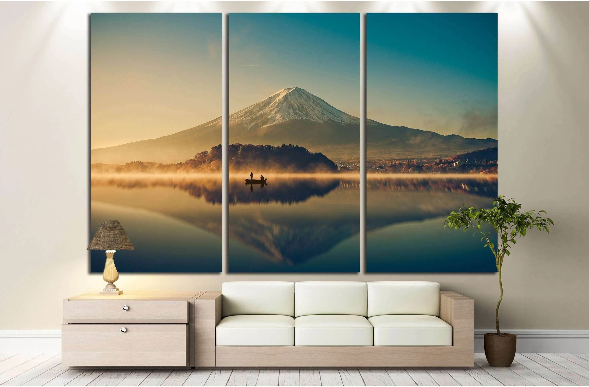 Mount fuji san at Lake kawaguchiko in japan №3089 Ready to Hang Canvas Print - Zellart Canvas Prints ALL_Products, s-3089