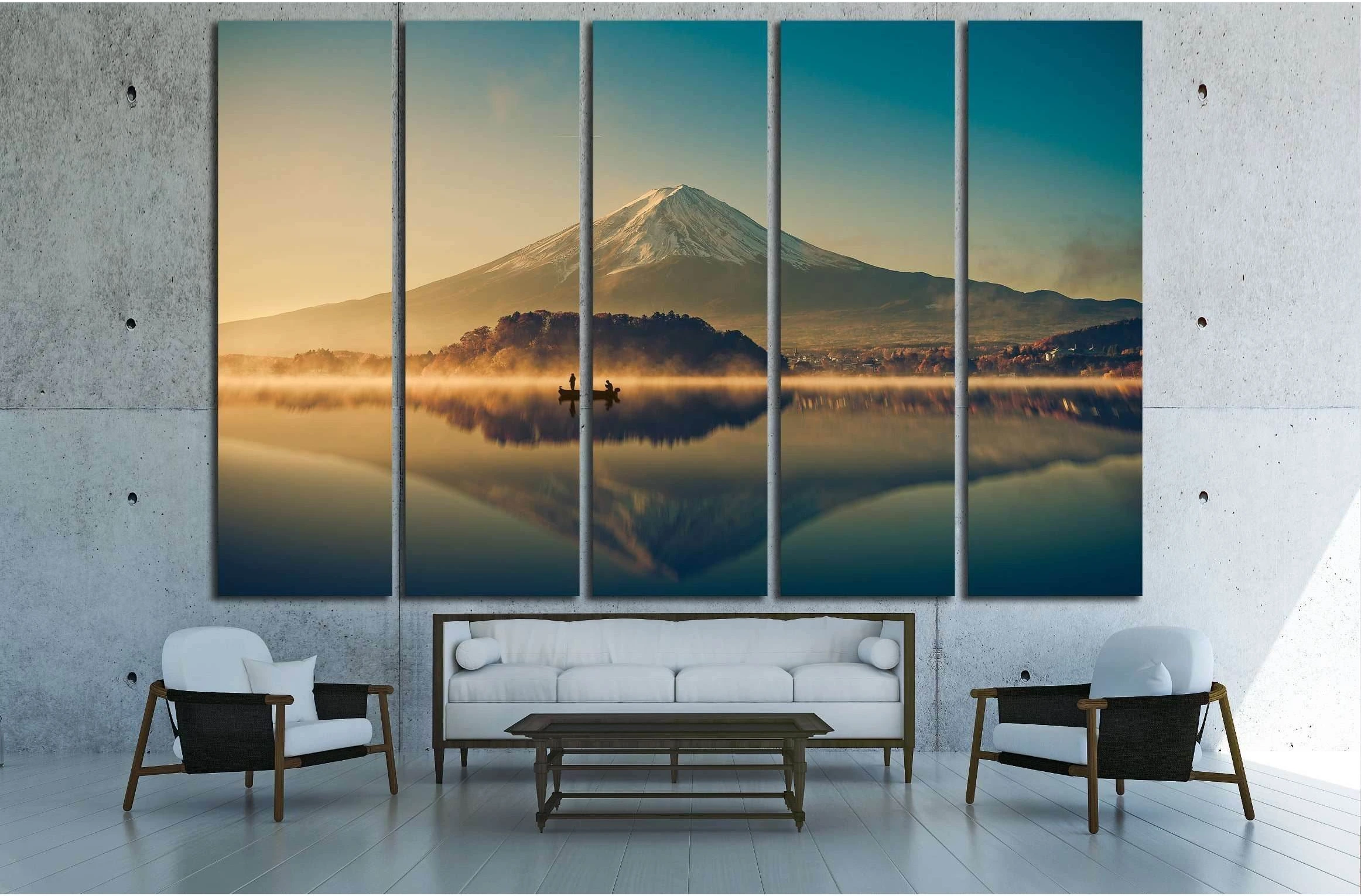 Mount fuji san at Lake kawaguchiko in japan №3089 Ready to Hang Canvas Print - Zellart Canvas Prints ALL_Products, s-3089