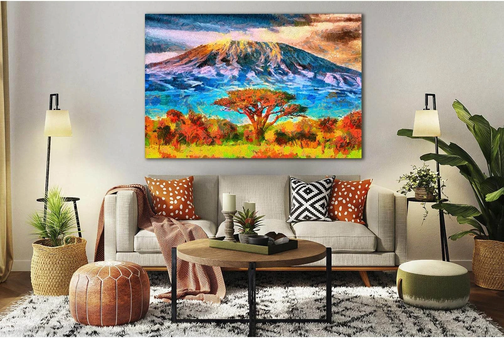 Mount Kilimanjaro Oil Painting №SL588 Ready to Hang Canvas Print - Zellart Canvas Prints 0new, ALL_Products, Oil Painting Wall Art
