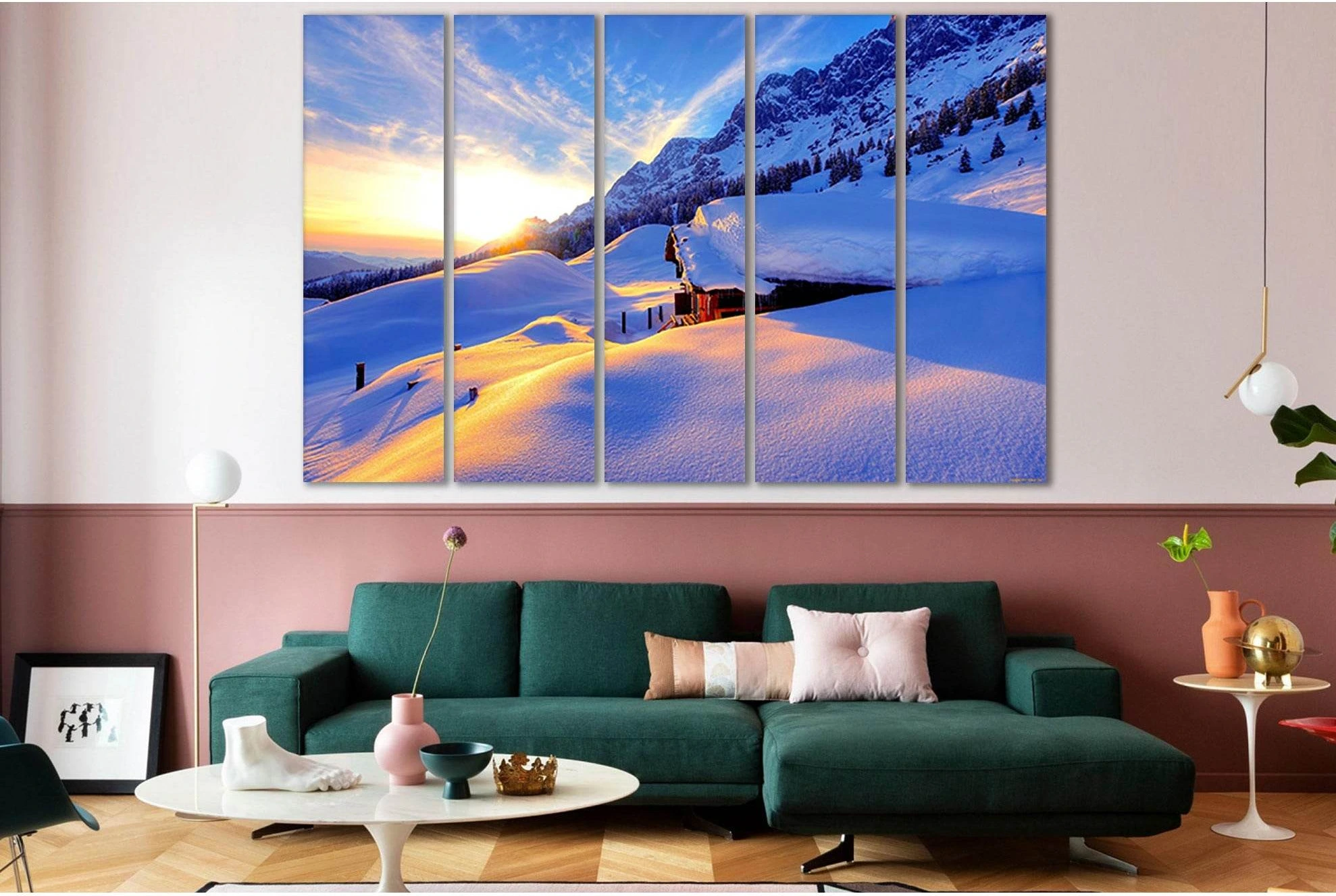 Mountain Cabin Sunrise №SL260 Ready to Hang Canvas Print - Zellart Canvas Prints 0new, ALL_Products, SUNRISE & SUNSET WALL ART