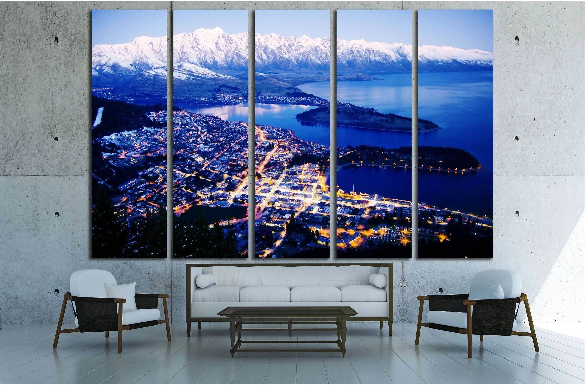 Mountain Cityscape Lake Beautiful Travel Destinations Concept №2985 Ready to Hang Canvas Print - Zellart Canvas Prints ALL_Products, s-2985