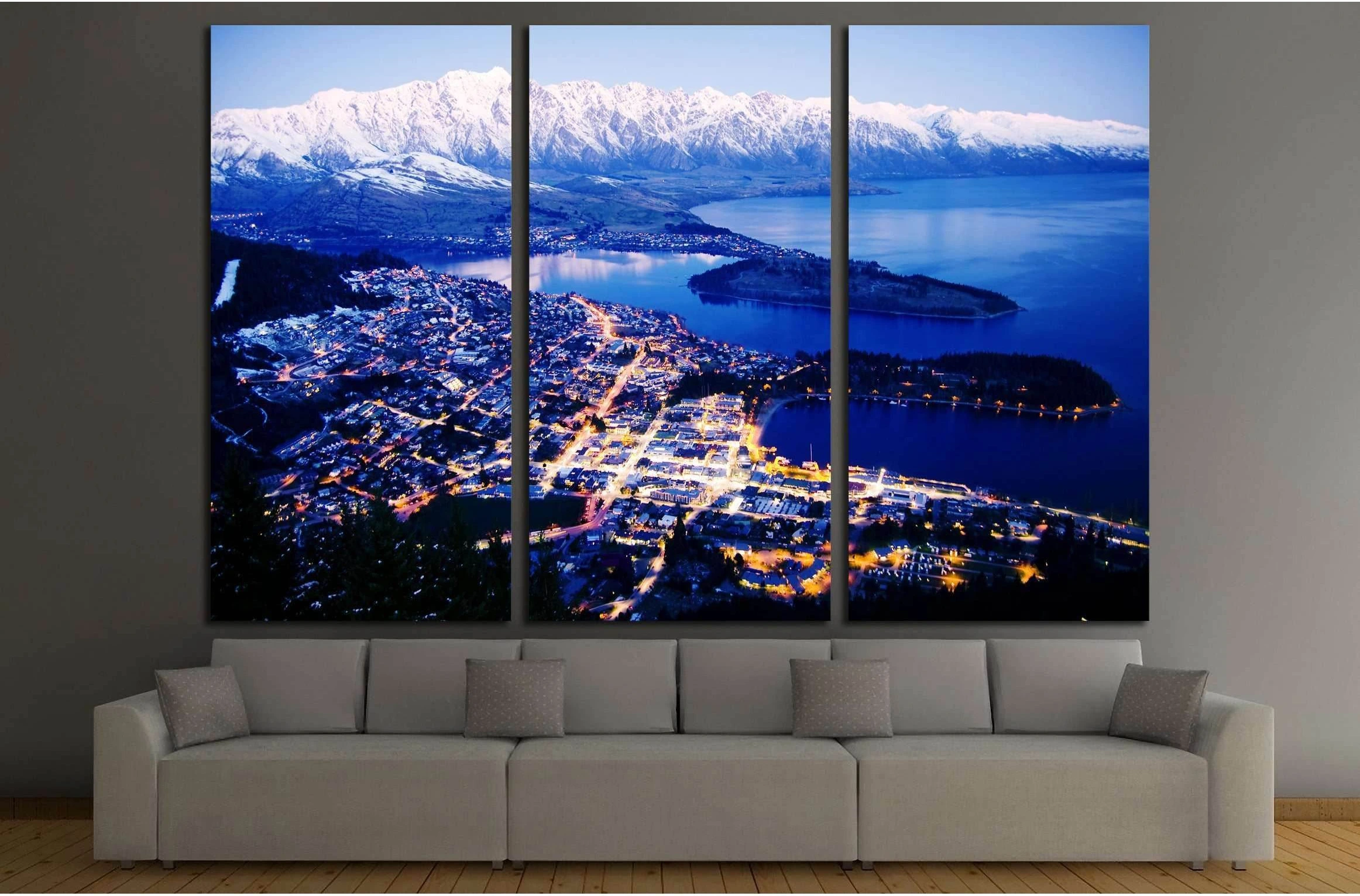 Mountain Cityscape Lake Beautiful Travel Destinations Concept №2985 Ready to Hang Canvas Print - Zellart Canvas Prints ALL_Products, s-2985