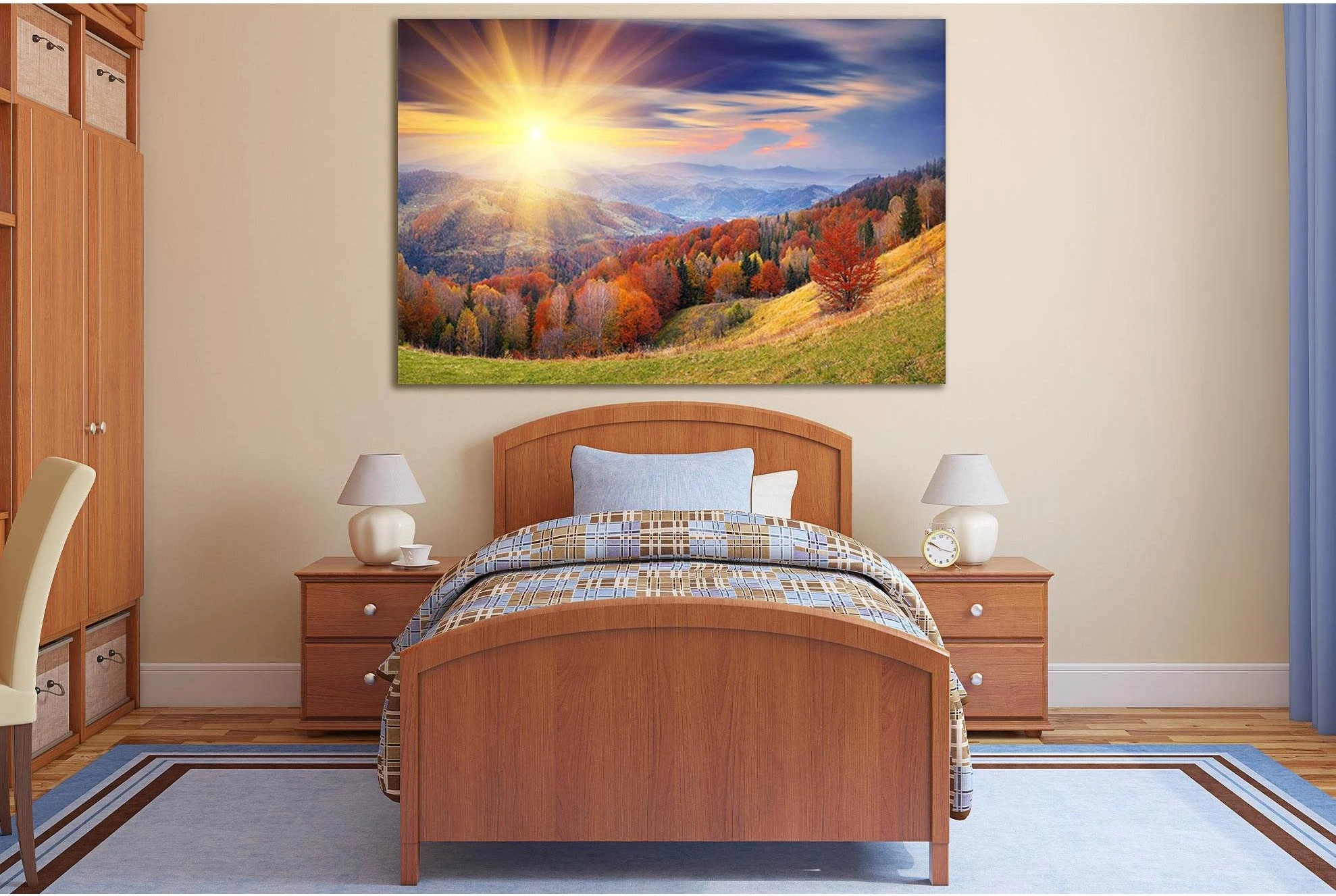 Mountain Forest At Sunset №SL248 Ready to Hang Canvas Print - Zellart Canvas Prints 0new, ALL_Products, SUNRISE & SUNSET WALL ART