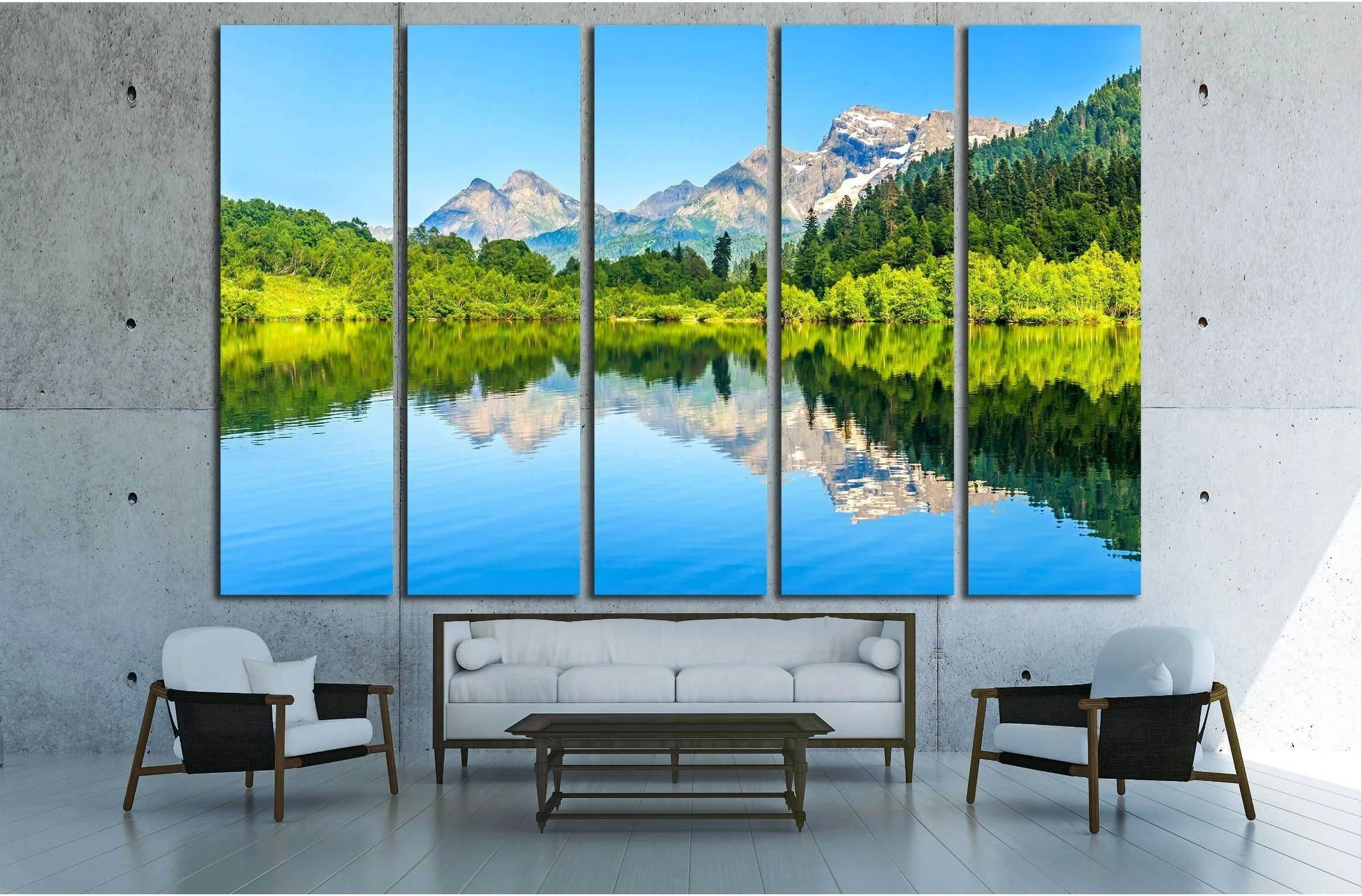 Mountain forest lake reflection №2910 Ready to Hang Canvas Print - Zellart Canvas Prints ALL_Products, s-2910