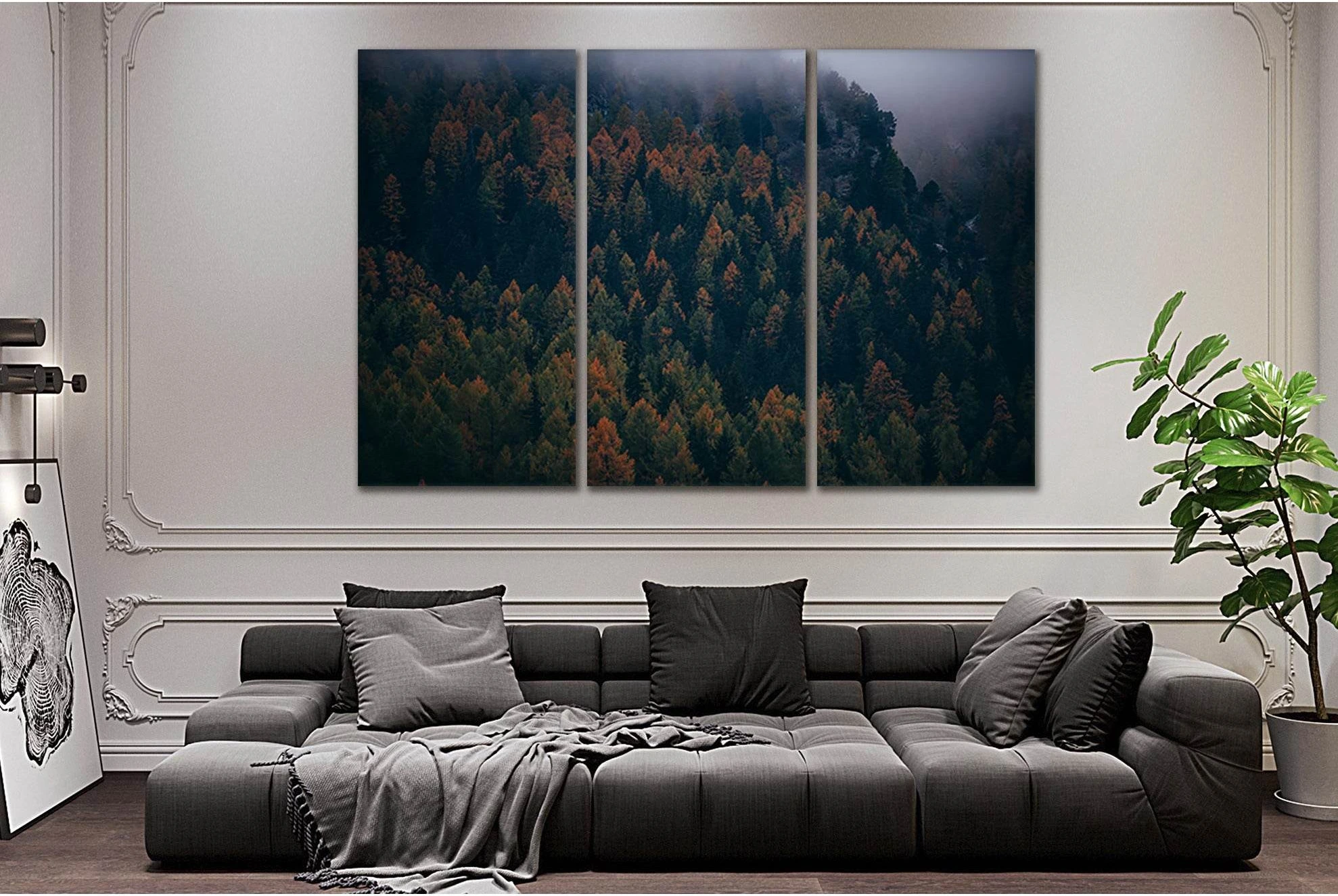 Mountain Forest With Morning Mist №Sl27 Ready to Hang Canvas Print - Zellart Canvas Prints 0new, ALL_Products, Nature & Landscapes Canvas Print