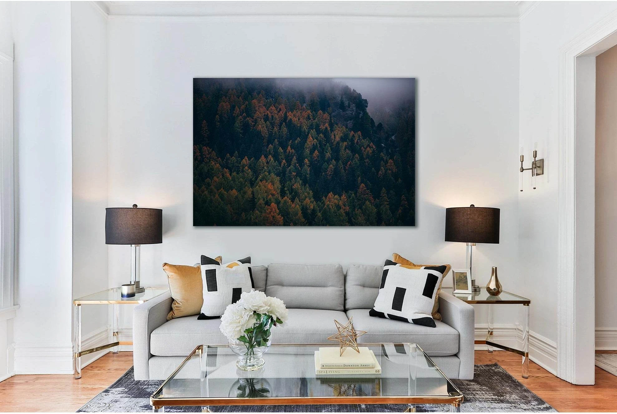 Mountain Forest With Morning Mist №Sl27 Ready to Hang Canvas Print - Zellart Canvas Prints 0new, ALL_Products, Nature & Landscapes Canvas Print