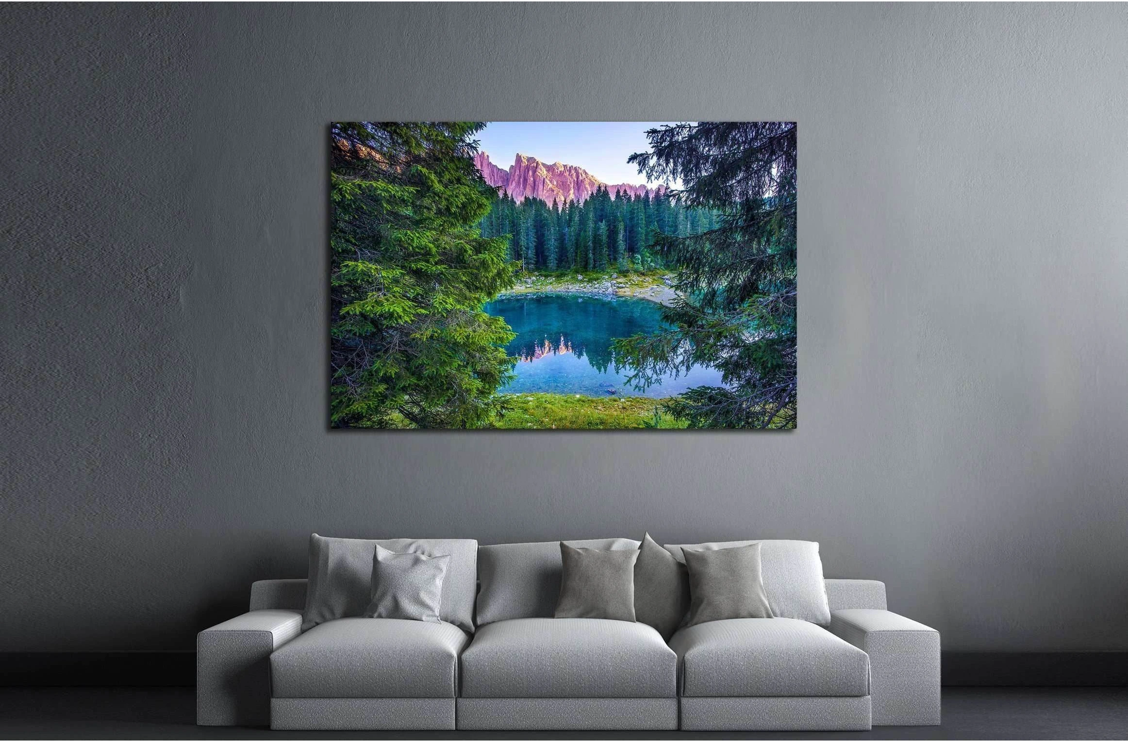 Mountain lake forest reflection landscape №2911 Ready to Hang Canvas Print - Zellart Canvas Prints ALL_Products, s-2911