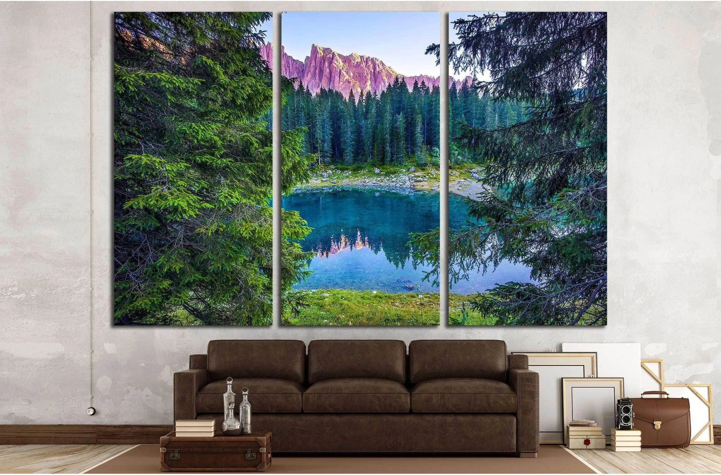 Mountain lake forest reflection landscape №2911 Ready to Hang Canvas Print - Zellart Canvas Prints ALL_Products, s-2911