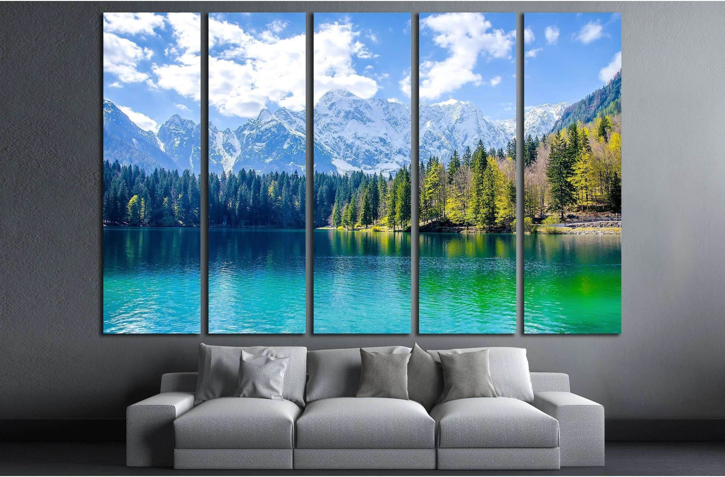 Mountain lake landscape №2824 Ready to Hang Canvas Print - Zellart Canvas Prints ALL_Products, s-2824