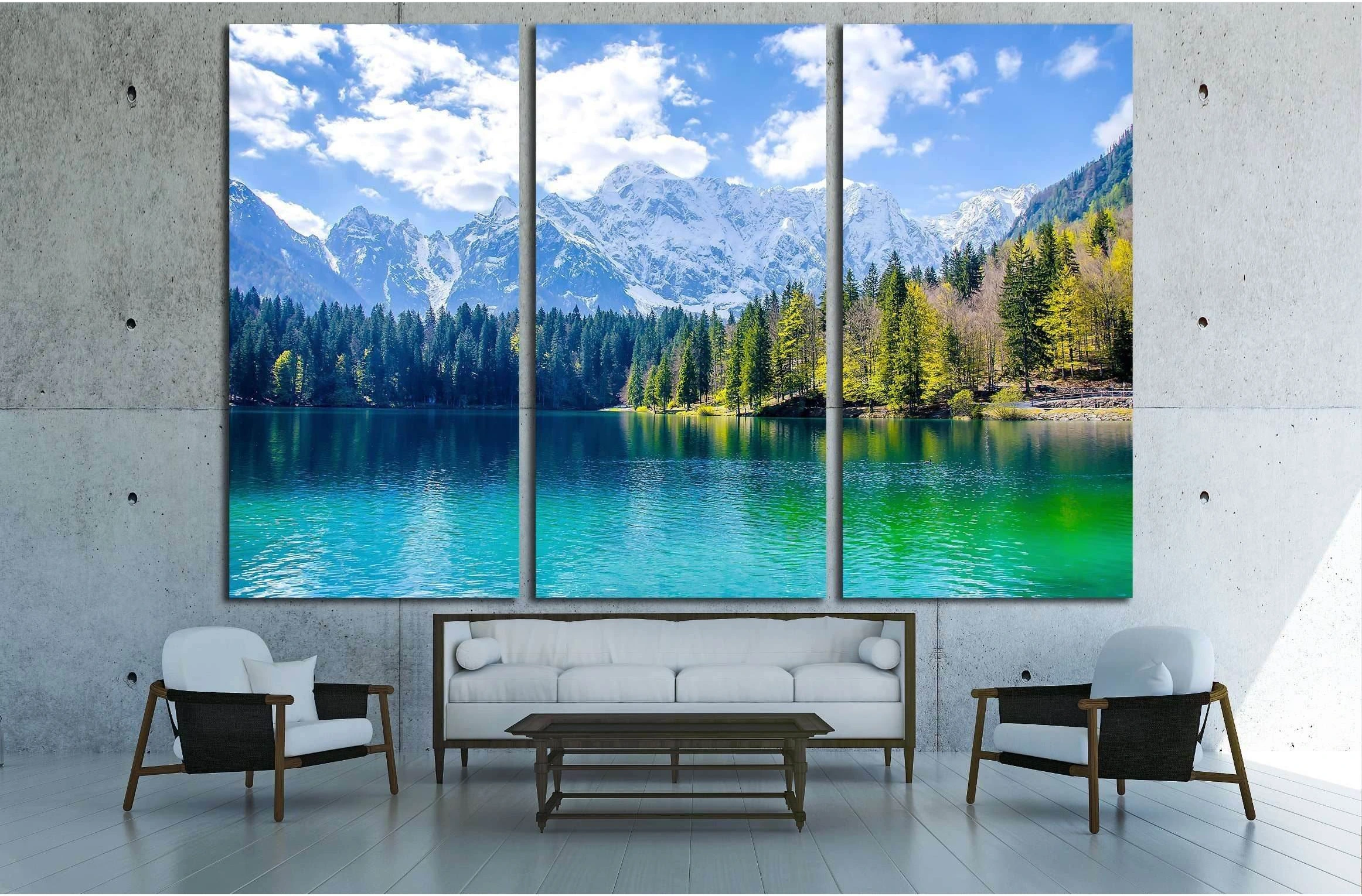 Mountain lake landscape №2824 Ready to Hang Canvas Print - Zellart Canvas Prints ALL_Products, s-2824