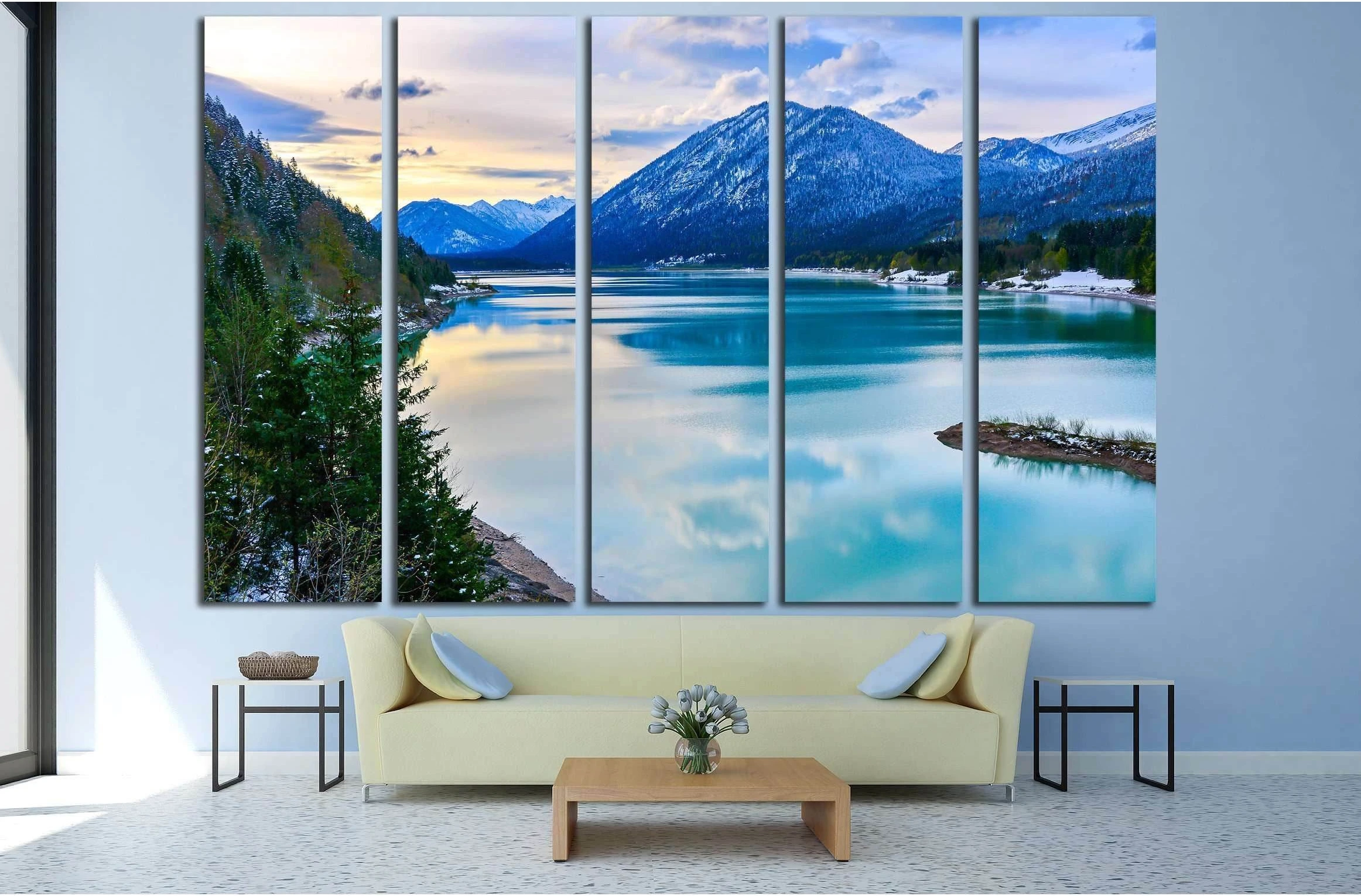 Mountain lake sunset landscape №3074 Ready to Hang Canvas Print - Zellart Canvas Prints ALL_Products, s-3074