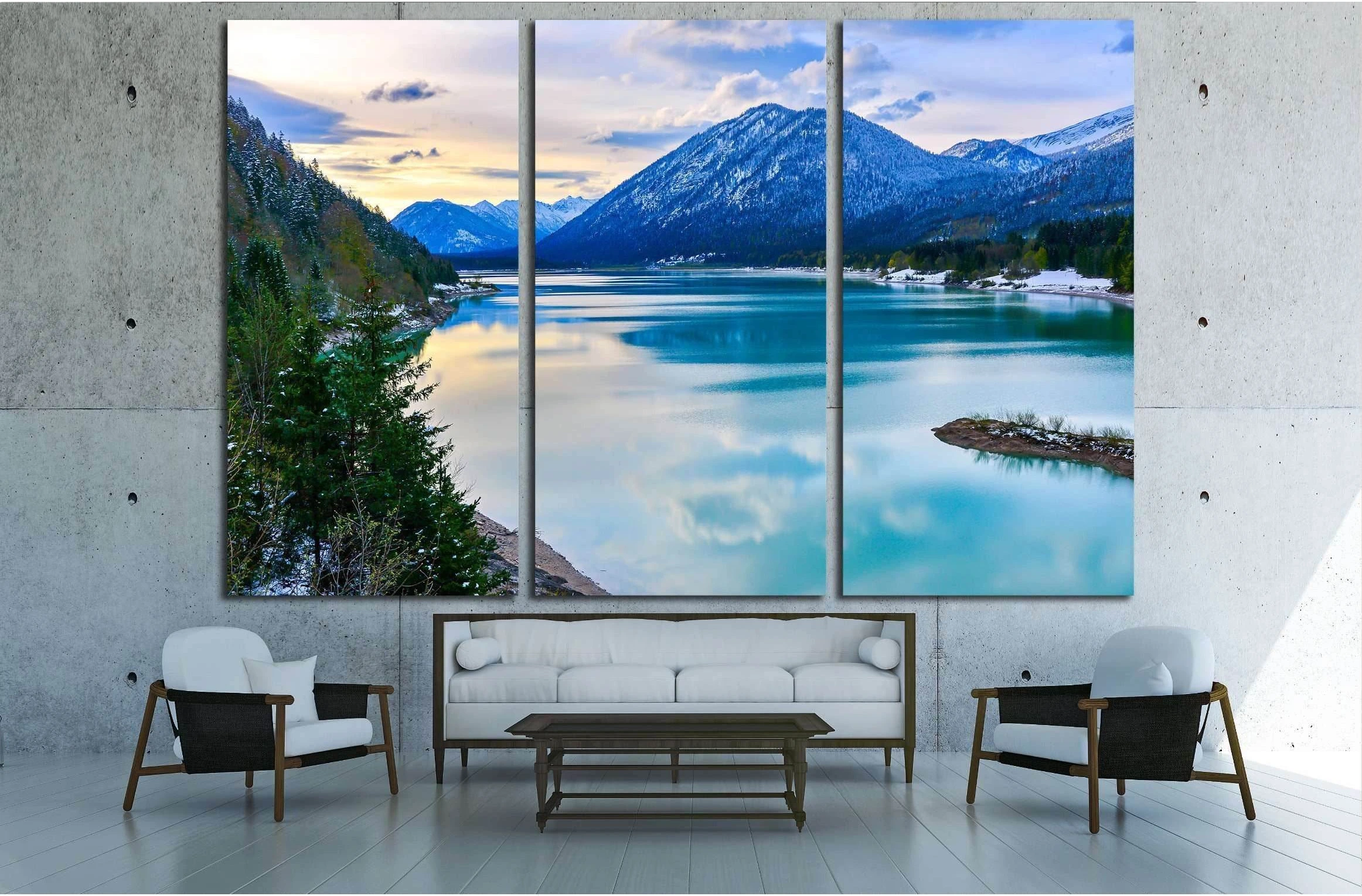 Mountain lake sunset landscape №3074 Ready to Hang Canvas Print - Zellart Canvas Prints ALL_Products, s-3074