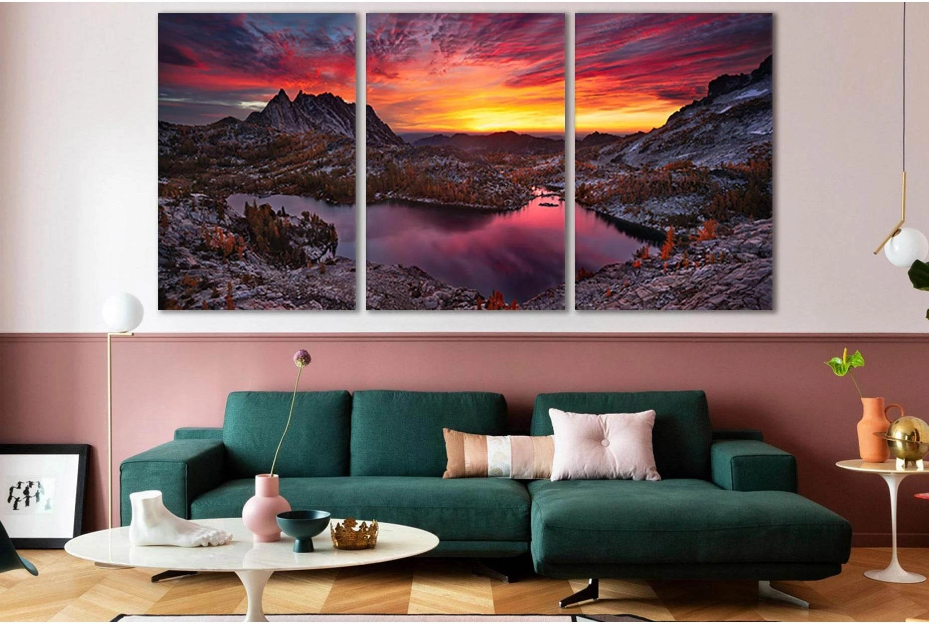 Mountain Lake Sunset №SL273 Ready to Hang Canvas Print - Zellart Canvas Prints 0new, ALL_Products, SUNRISE & SUNSET WALL ART