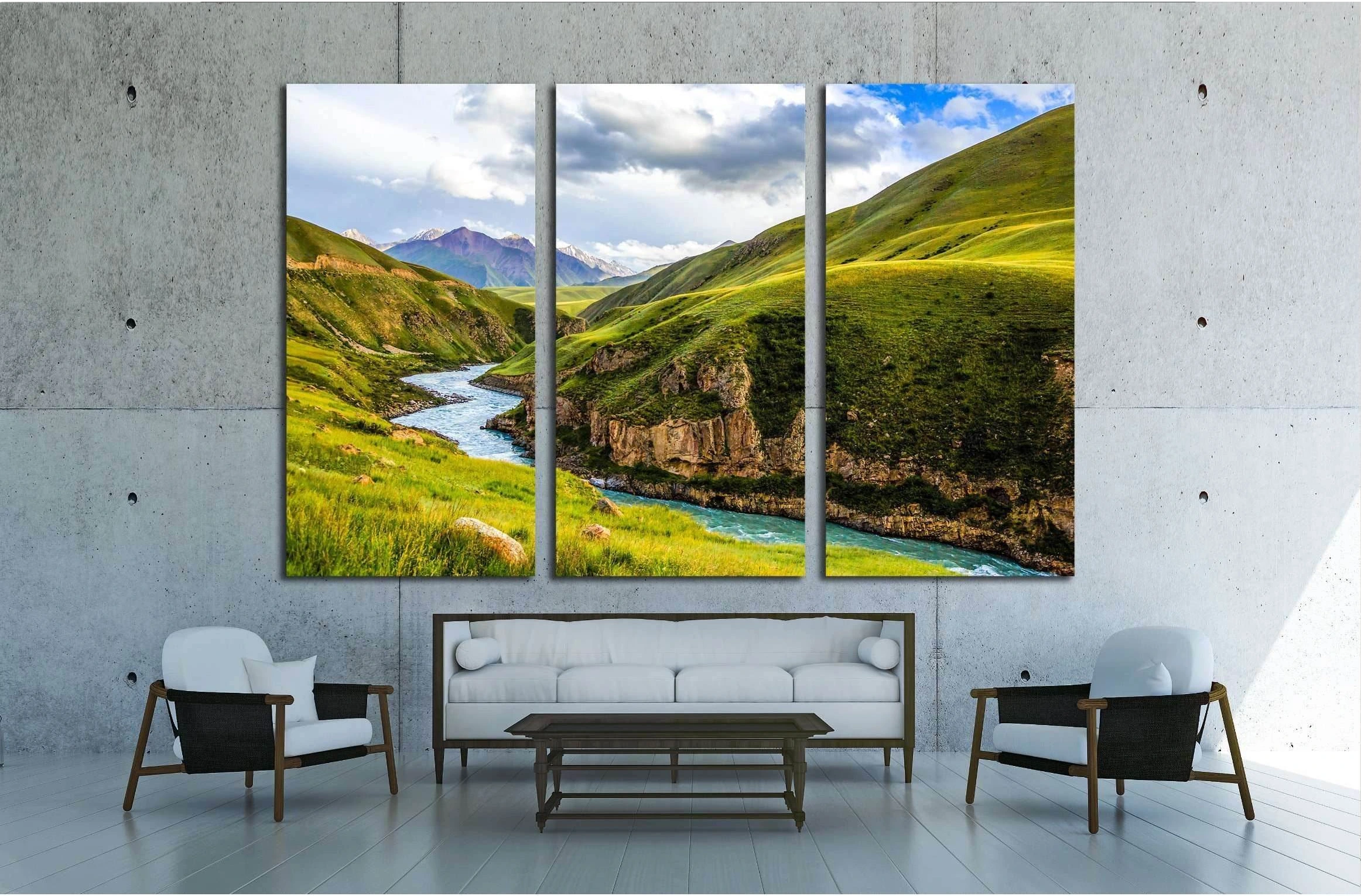 Mountain river stream landscape №3188 Ready to Hang Canvas Print - Zellart Canvas Prints ALL_Products, s-3188