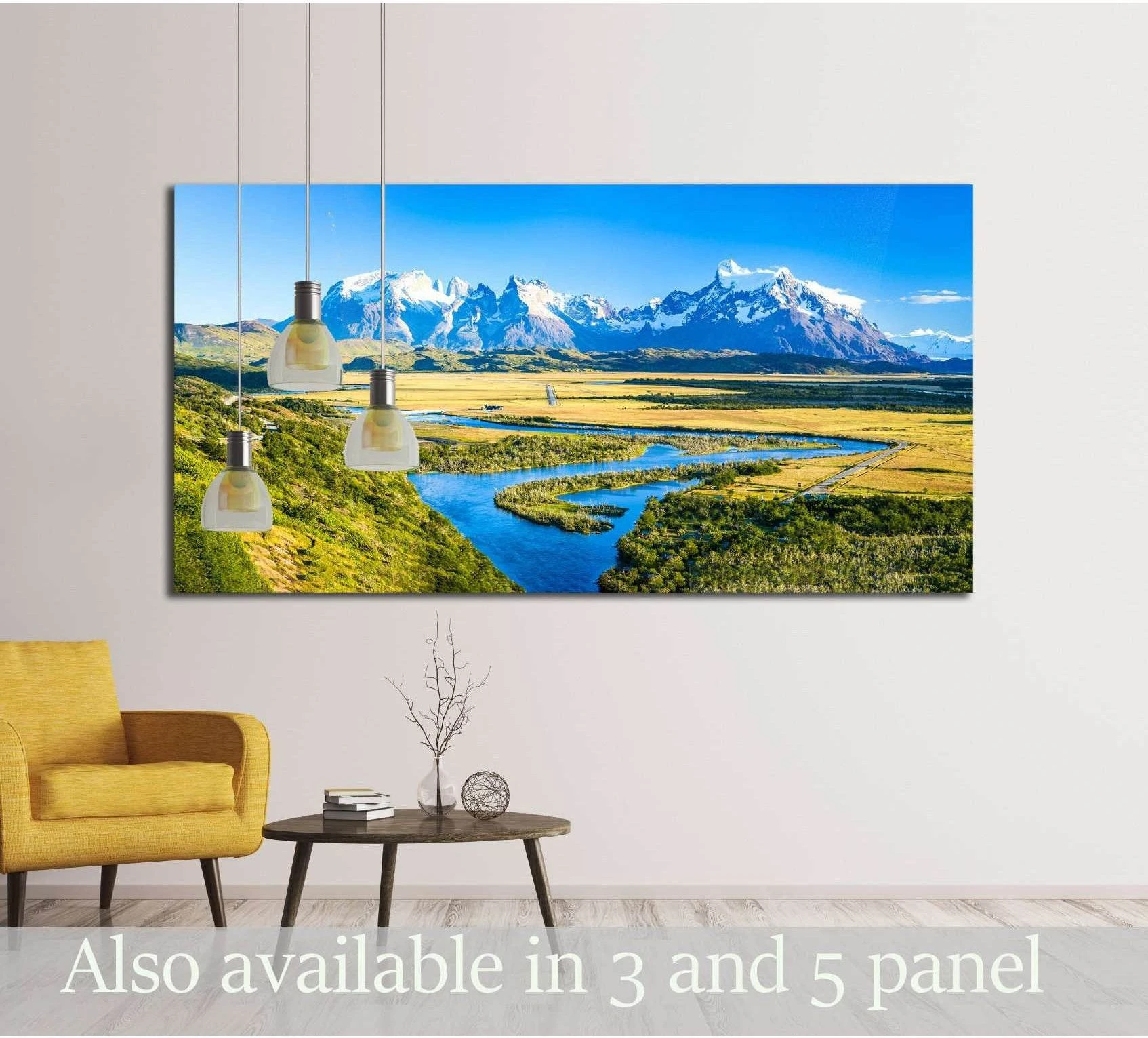 Mountain river valley panorama landscape №2912 Ready to Hang Canvas Print - Zellart Canvas Prints ALL_Products, s-2912