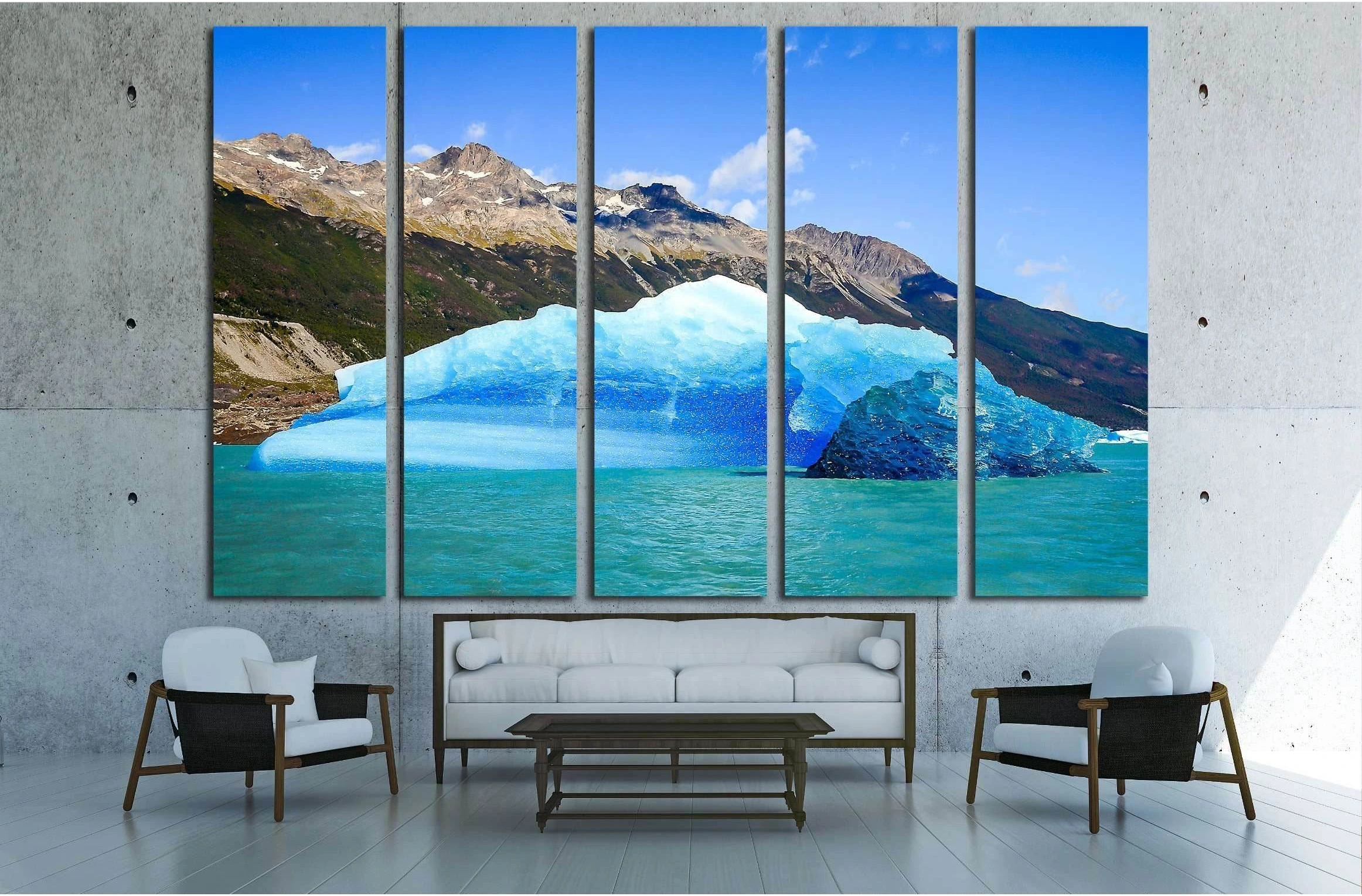 Mountain sea glacier landscape №2821 Ready to Hang Canvas Print - Zellart Canvas Prints ALL_Products, s-2821